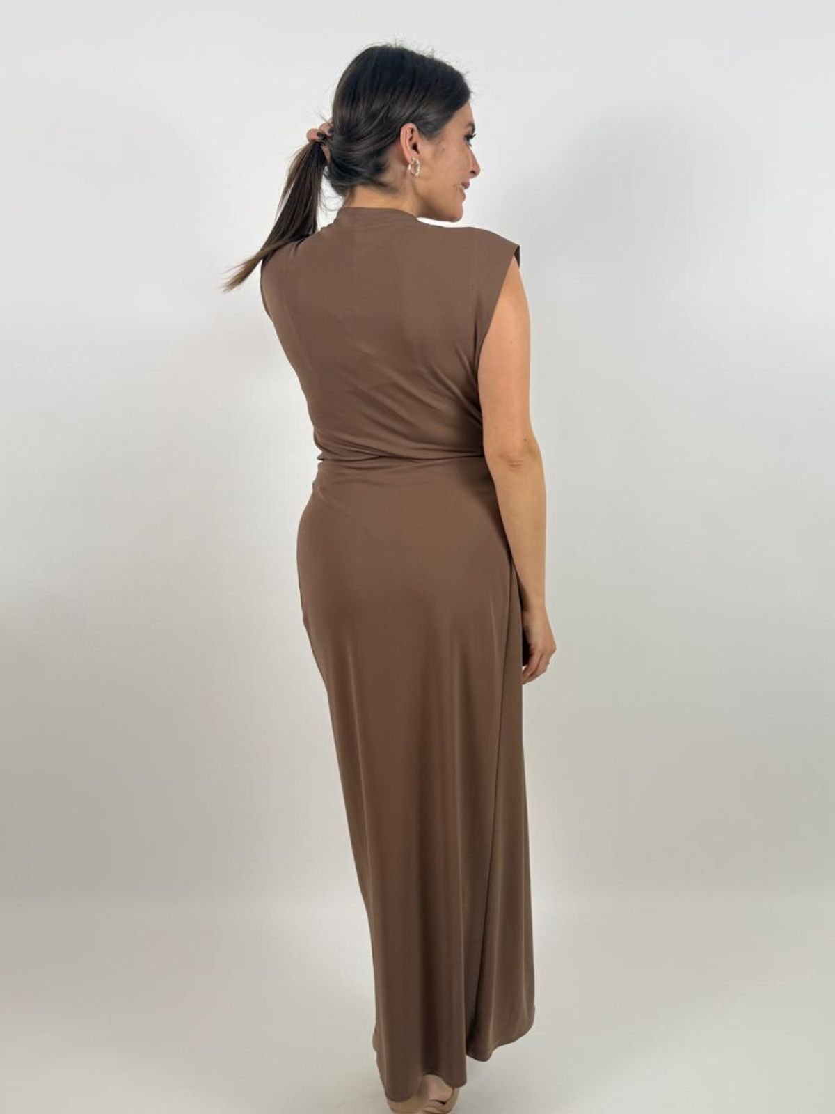 Abito lungo drappeggiato scollo a v senza maniche Donna - Imperial - World Fashion