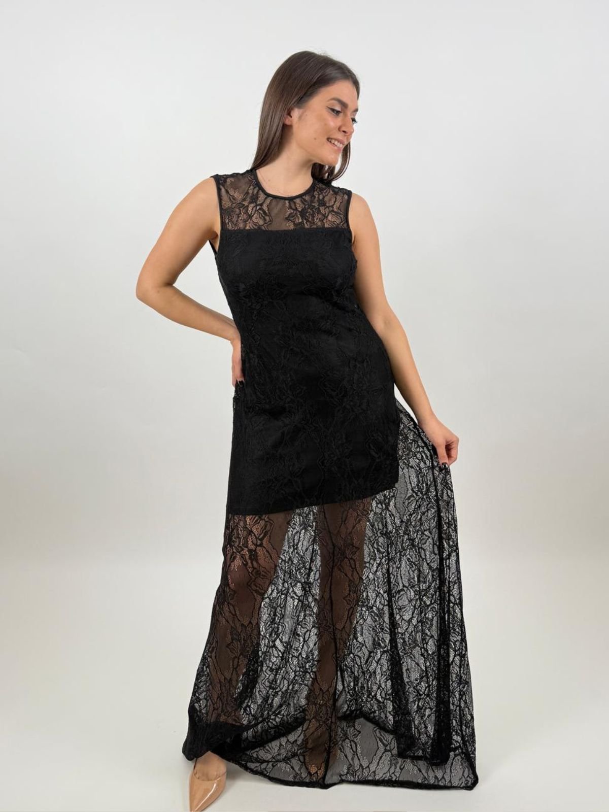 Abito lungo in pizzo di cotone Donna - Gaudì Fashion - World Fashion