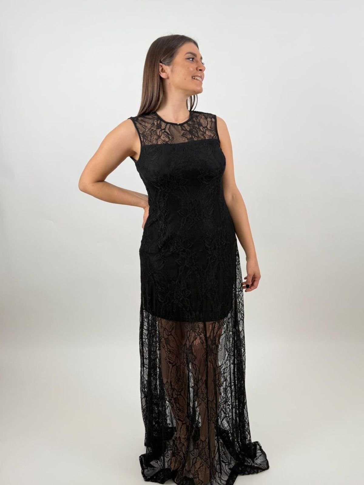 Abito lungo in pizzo di cotone Donna - Gaudì Fashion - World Fashion