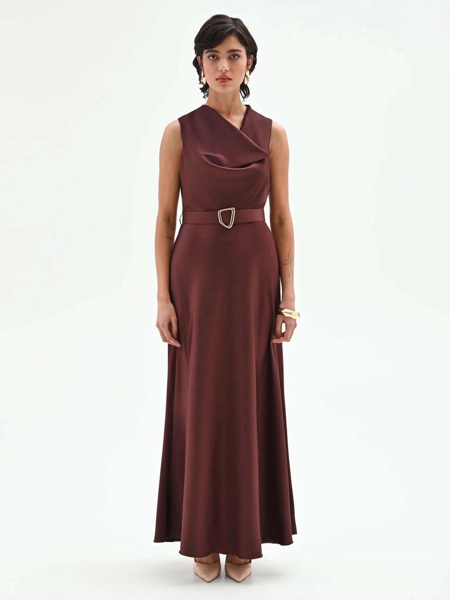 Abito lungo in raso con cintura Donna - Rinascimento - World Fashion