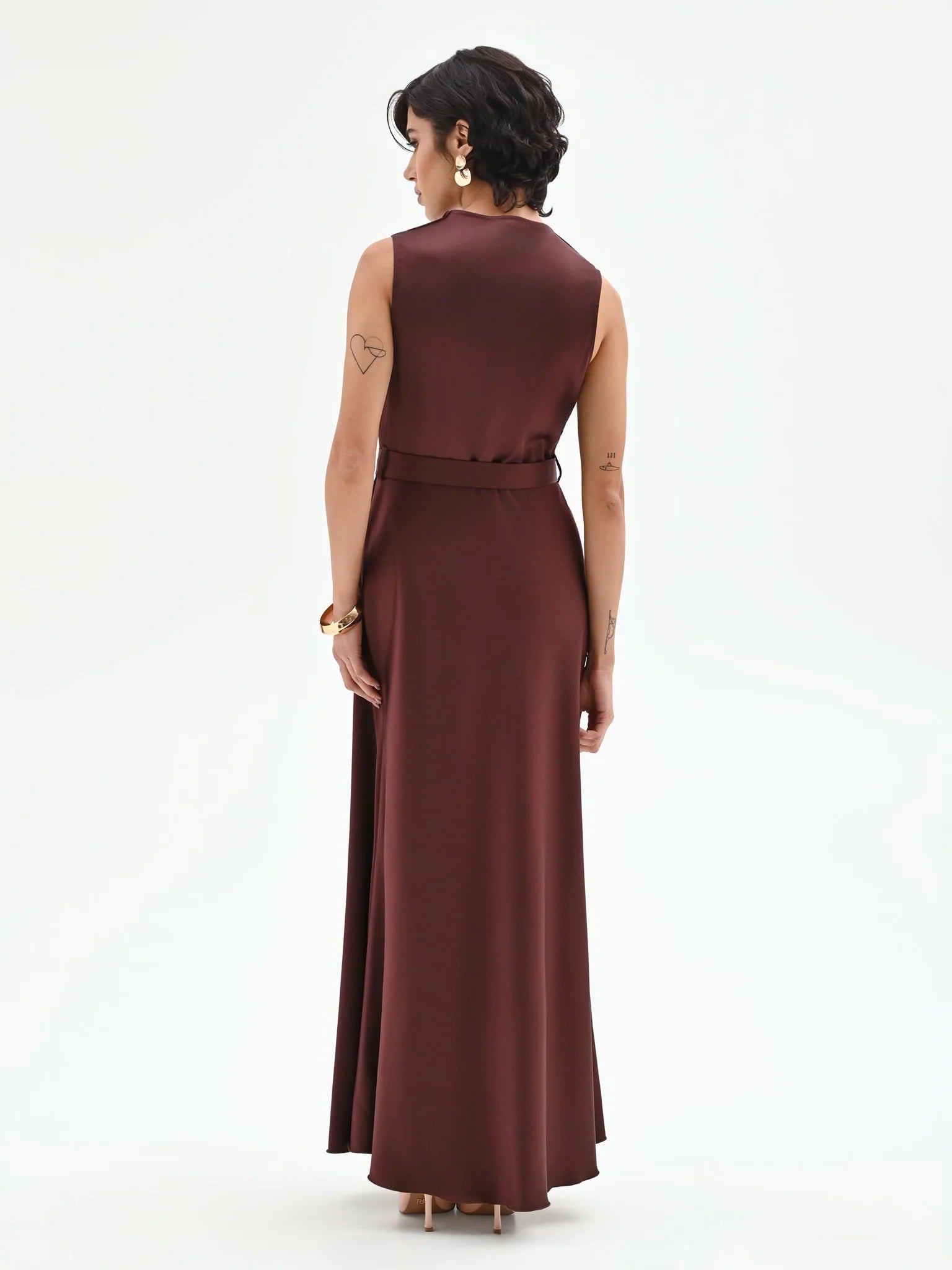 Abito lungo in raso con cintura Donna - Rinascimento - World Fashion