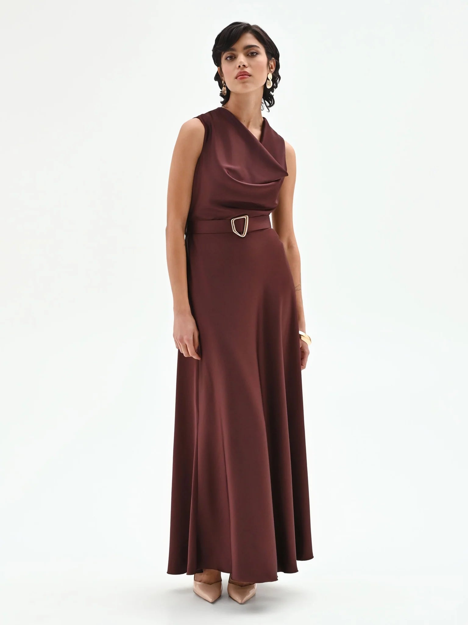 Abito lungo in raso con cintura Donna - Rinascimento - World Fashion