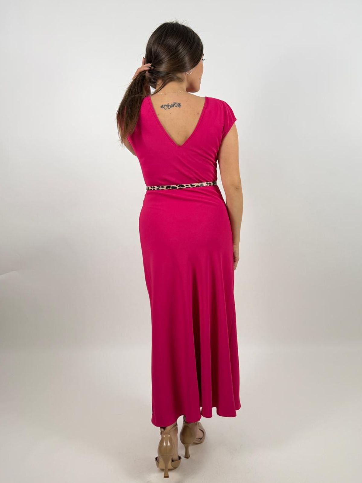 Abito lungo scollo barca cintura animalier Donna - Imperial - World Fashion