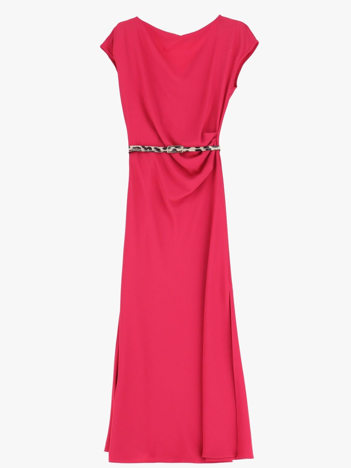 Abito lungo scollo barca cintura animalier Donna - Imperial - World Fashion