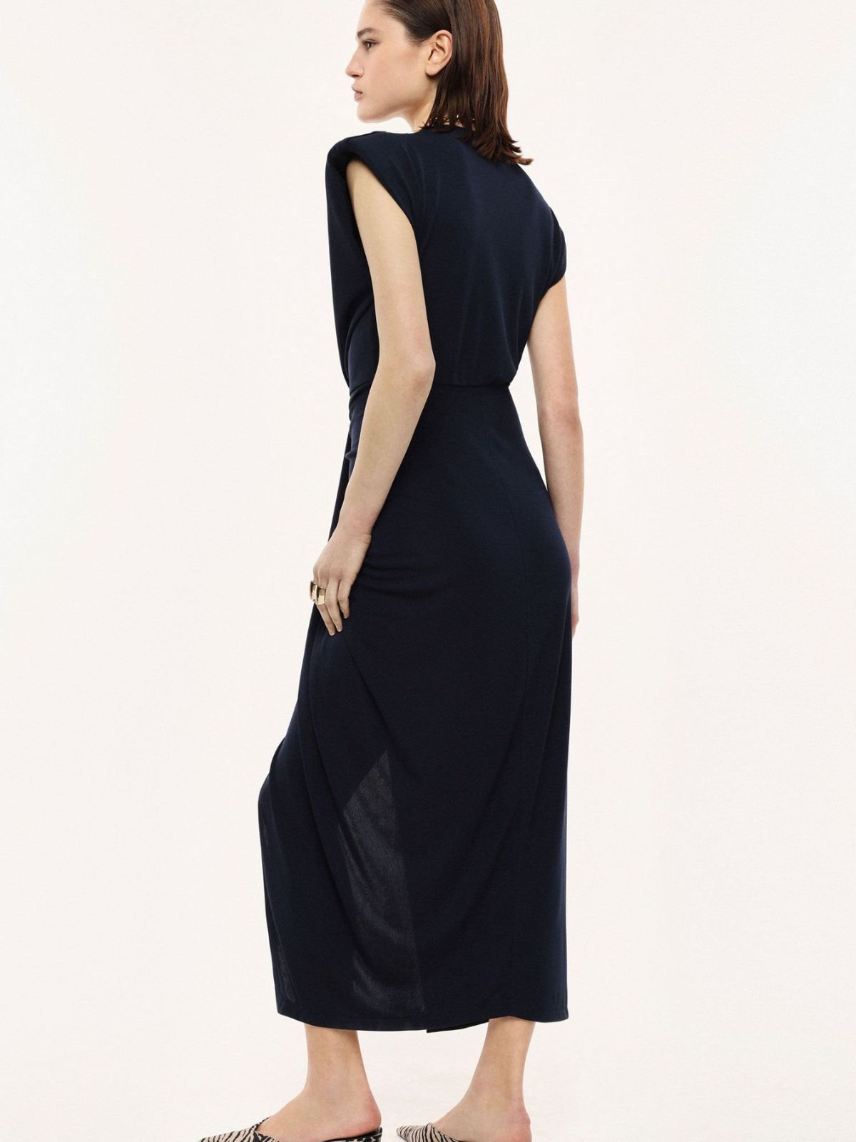 Abito lungo scollo profondo e arricciatura centrale Donna - Imperial - World Fashion