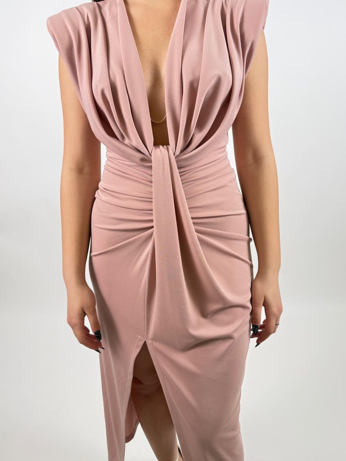 Abito lungo scollo profondo e arricciatura centrale Donna - Imperial - World Fashion