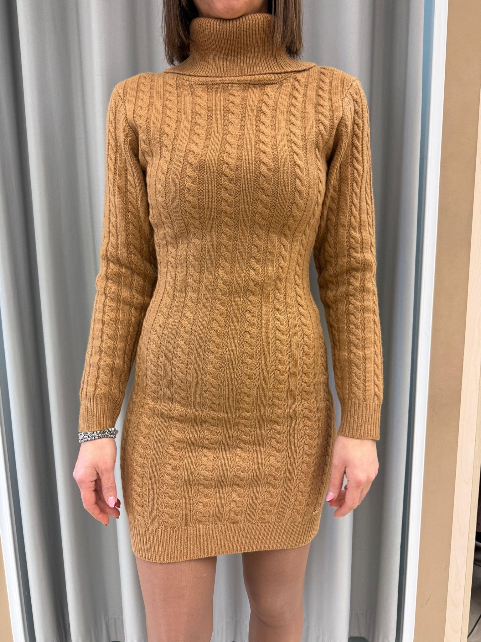 Abito regular mini in maglia a trecce in lana e cashmere Donna - FRACOMINA - FR25WD5007K53201 - World Fashion