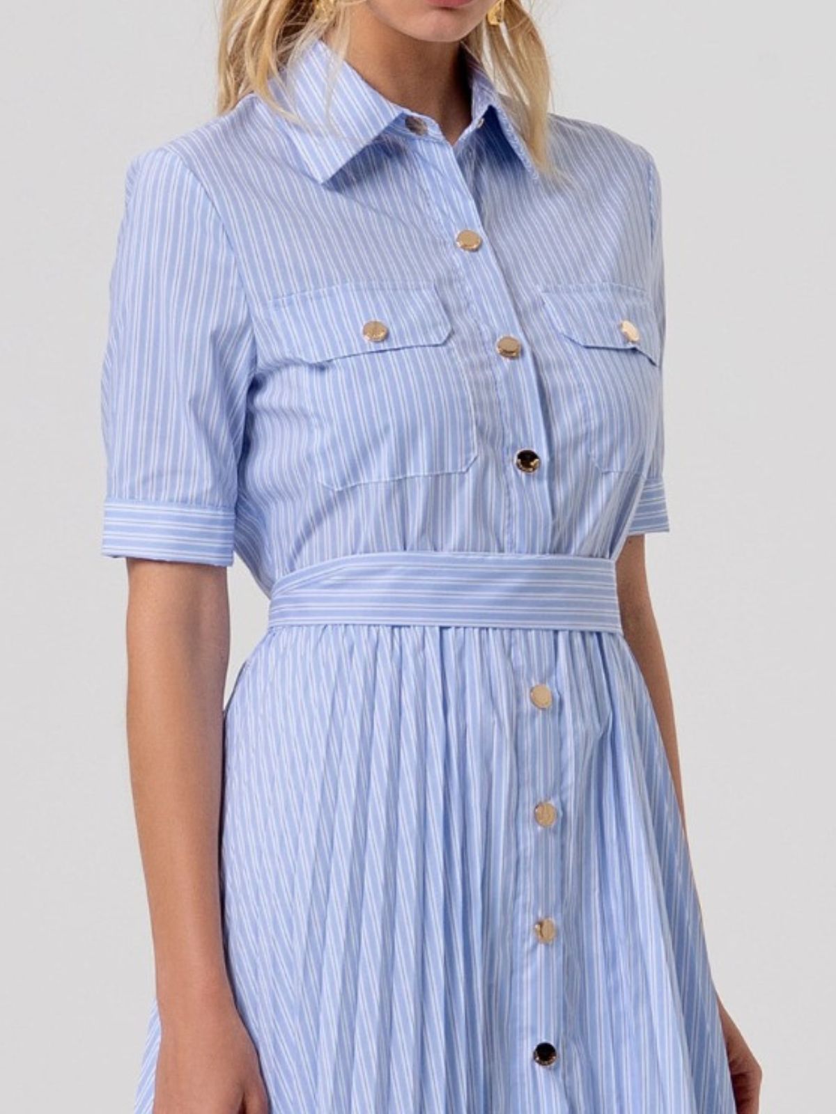 Abito regular modello chemisier midi in popeline a righe Donna - Fracomina - World Fashion