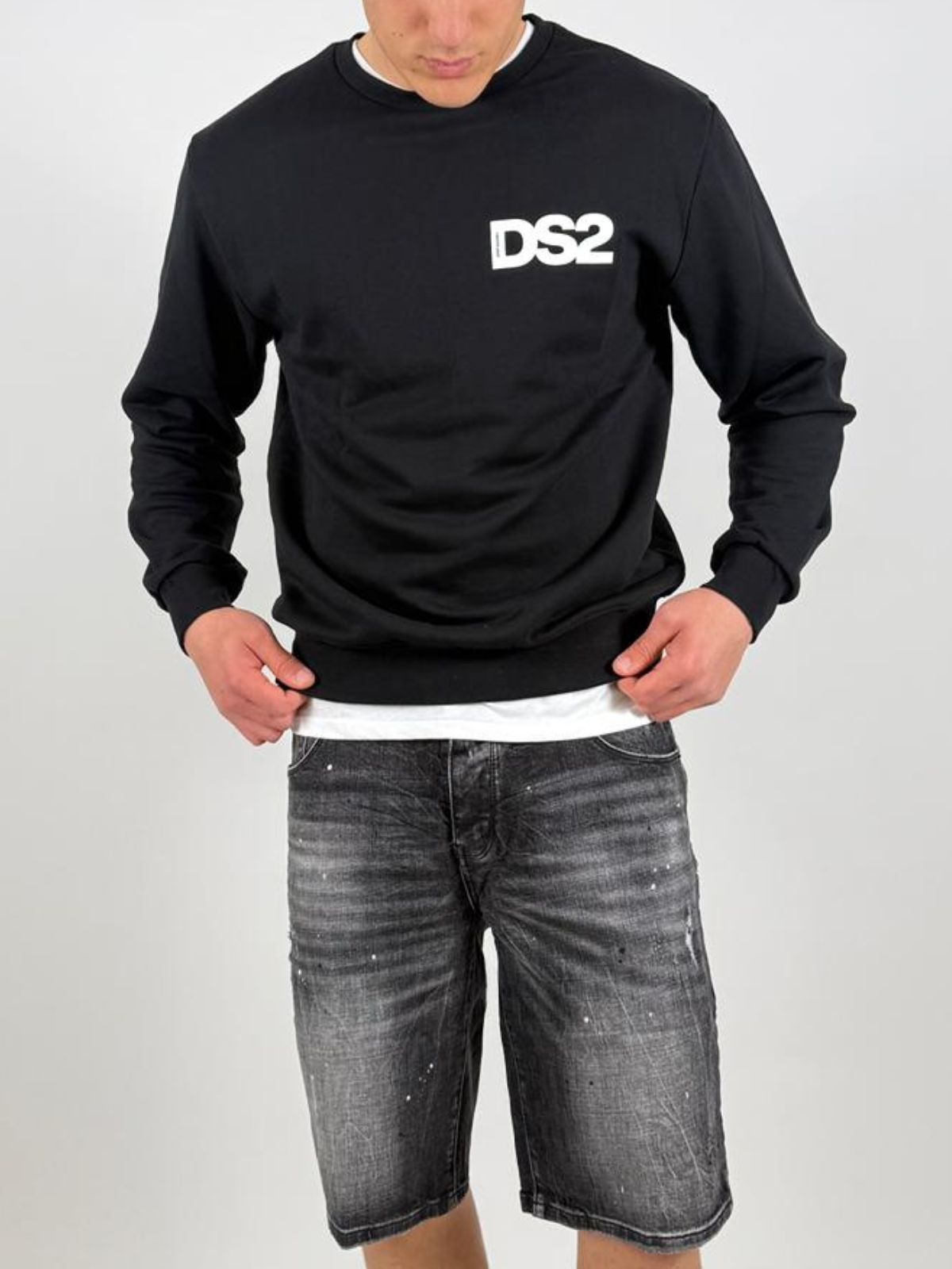 Bermuda con strappi in denim di cotone stretch Uomo - Ds2 - World Fashion