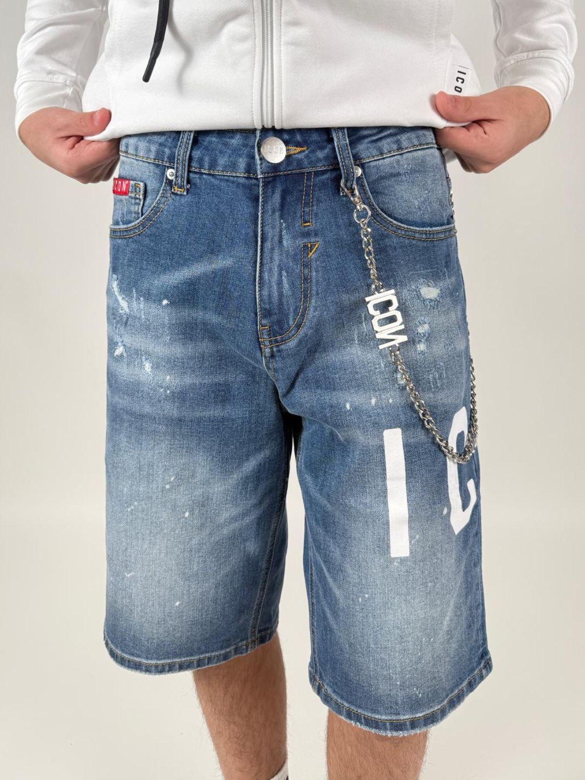 Bermuda Denim C/Logo Fronte - Retro Su Gamba Uomo - Icon - World Fashion