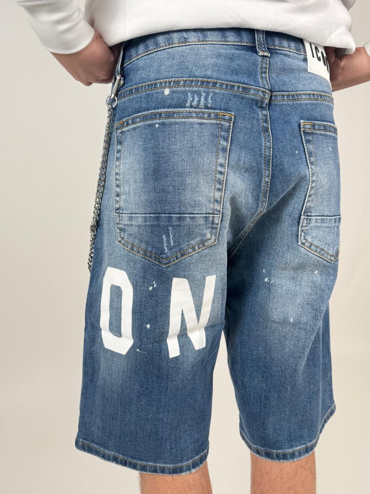 Bermuda Denim C/Logo Fronte - Retro Su Gamba Uomo - Icon - World Fashion
