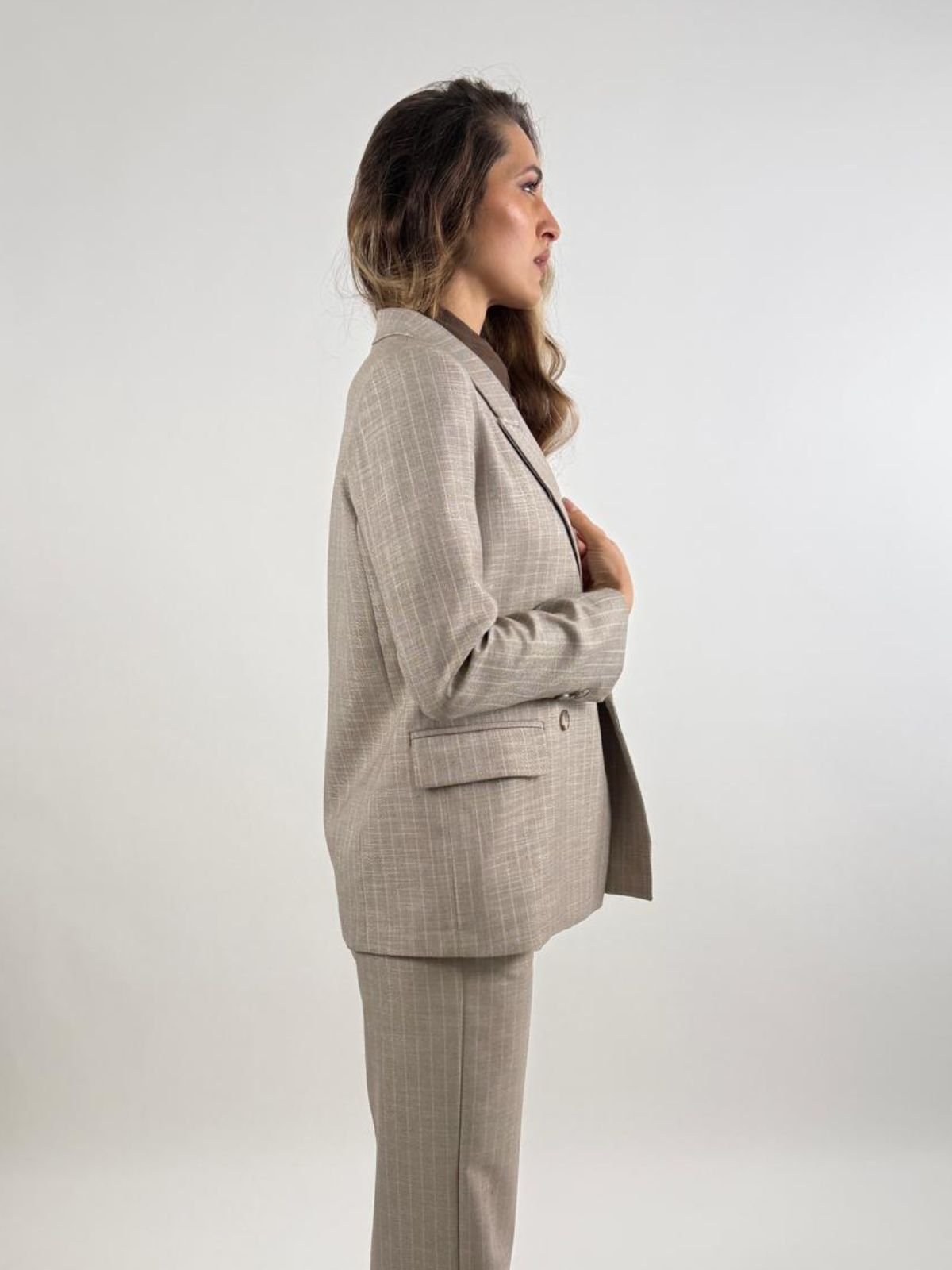 Blazer con collo a revers a lancia, gessato e maniche lunghe Donna - Vicolo - World Fashion