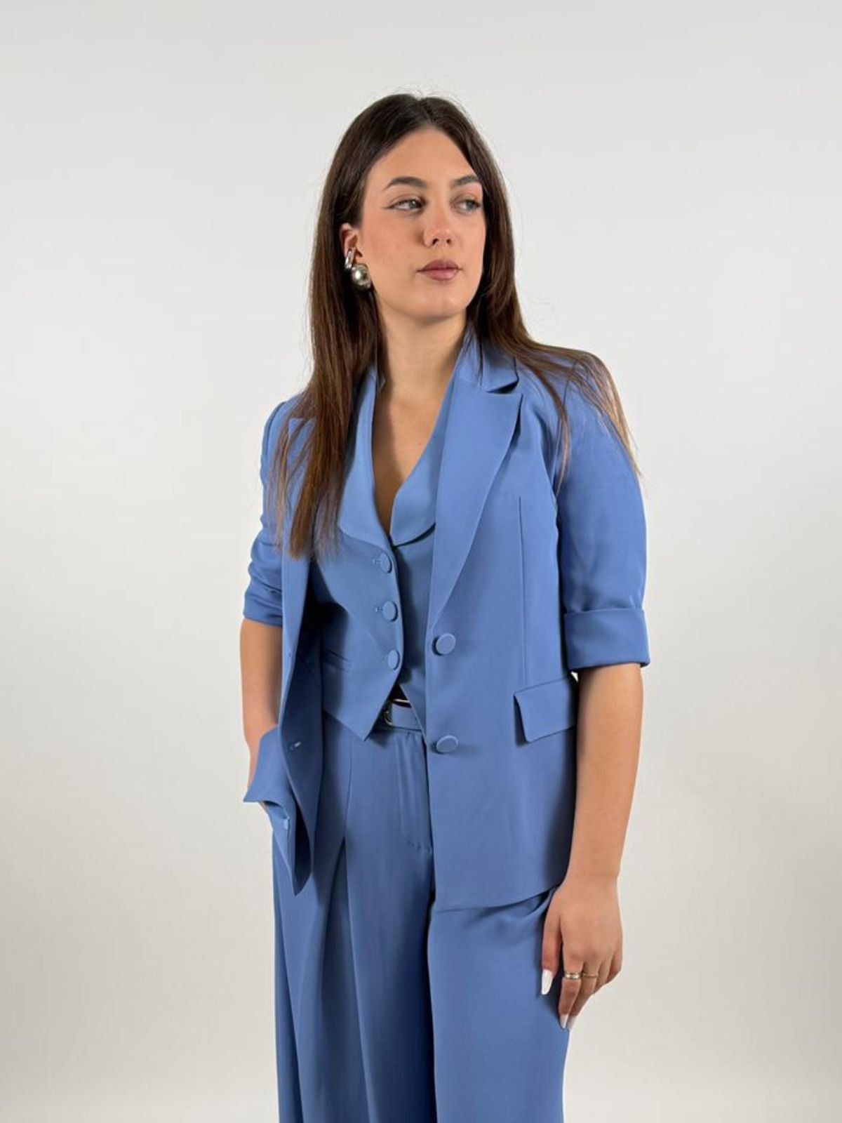 Blazer monopetto maniche corte spacchi laterali Donna - Imperial - World Fashion
