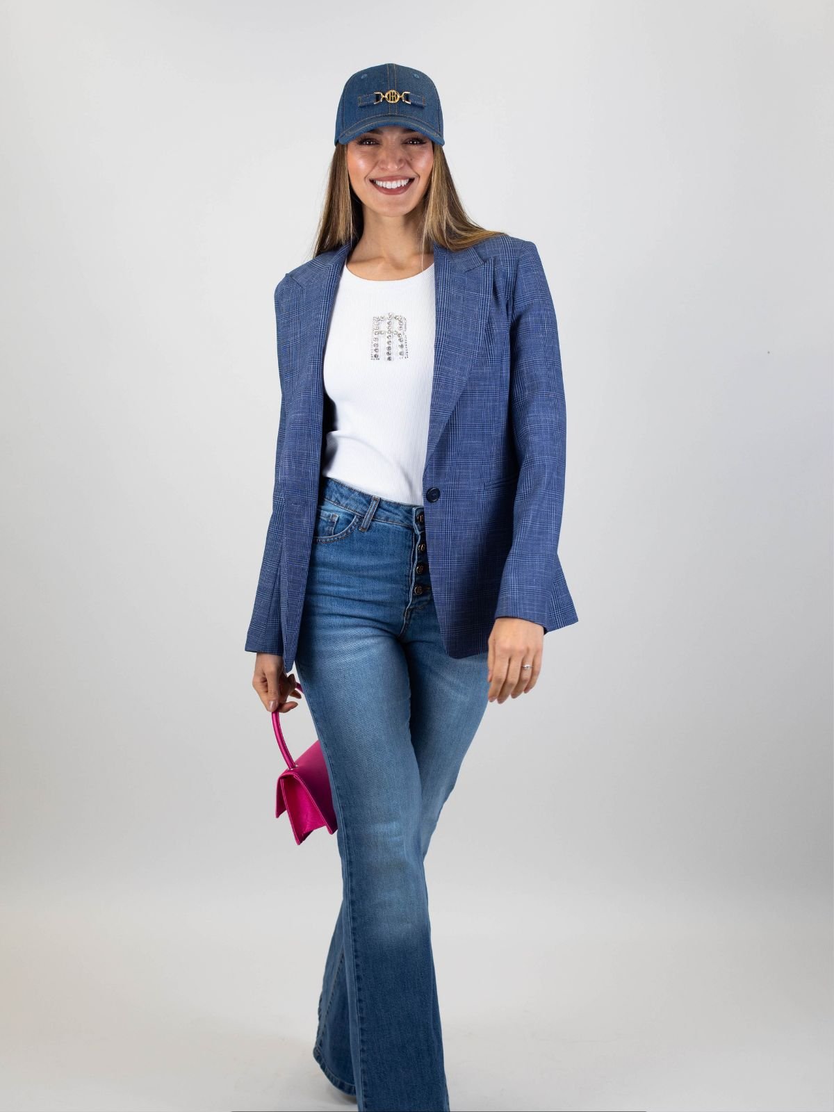 Blazer regular monopetto in fantasia Principe di Galles Donna - Fracomina - World Fashion