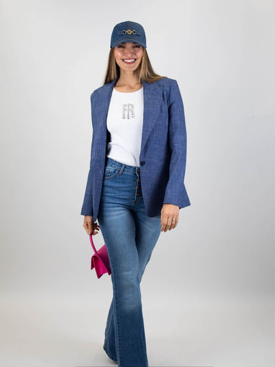 Fracomina - Blazer regular monopetto in fantasia Principe di Galles - Donna