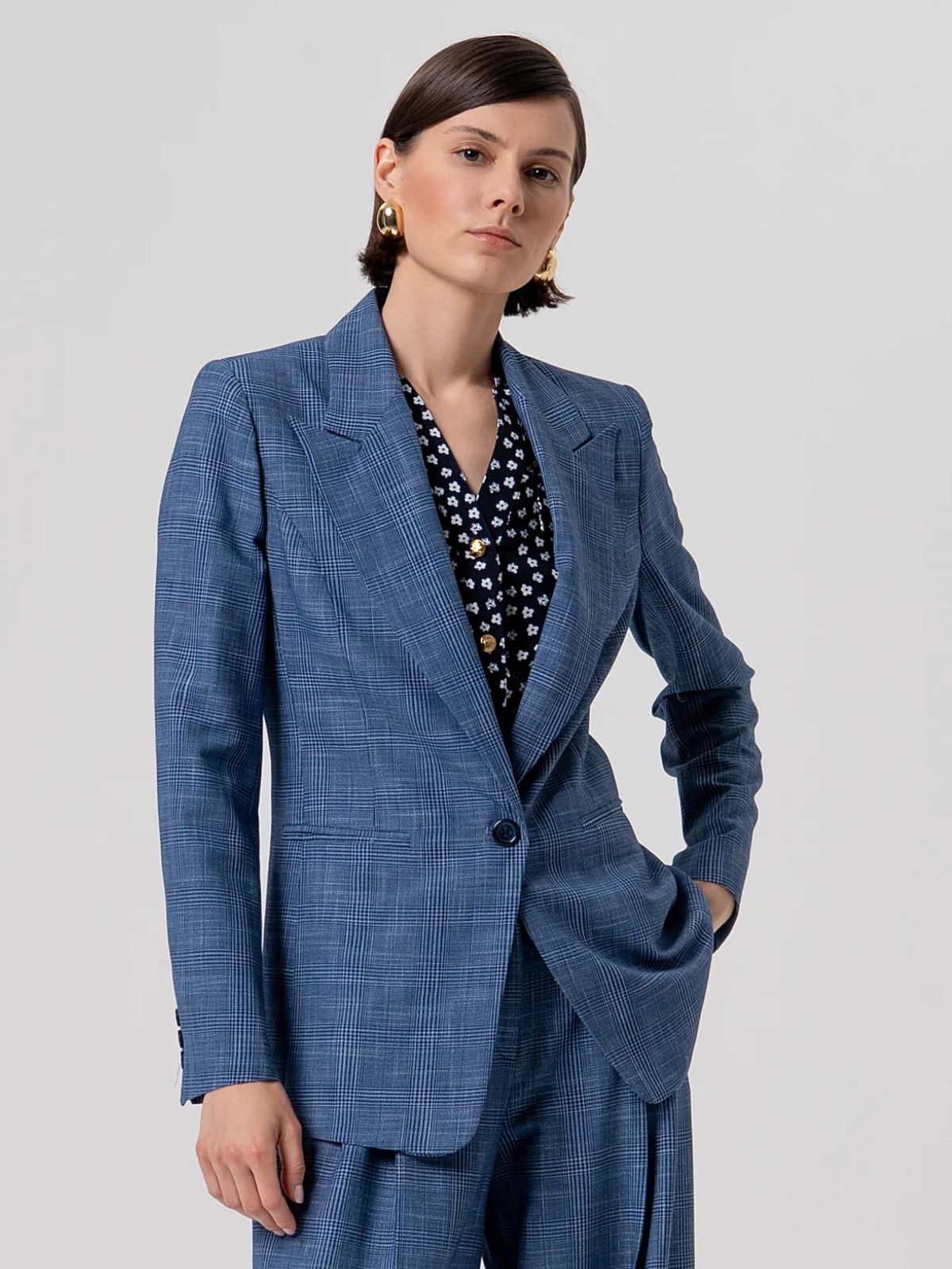 Blazer regular monopetto in fantasia Principe di Galles Donna - Fracomina - World Fashion