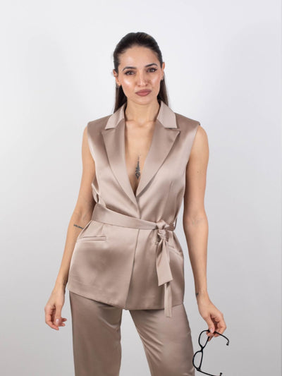 Fracomina - Blazer senza maniche in raso - Donna