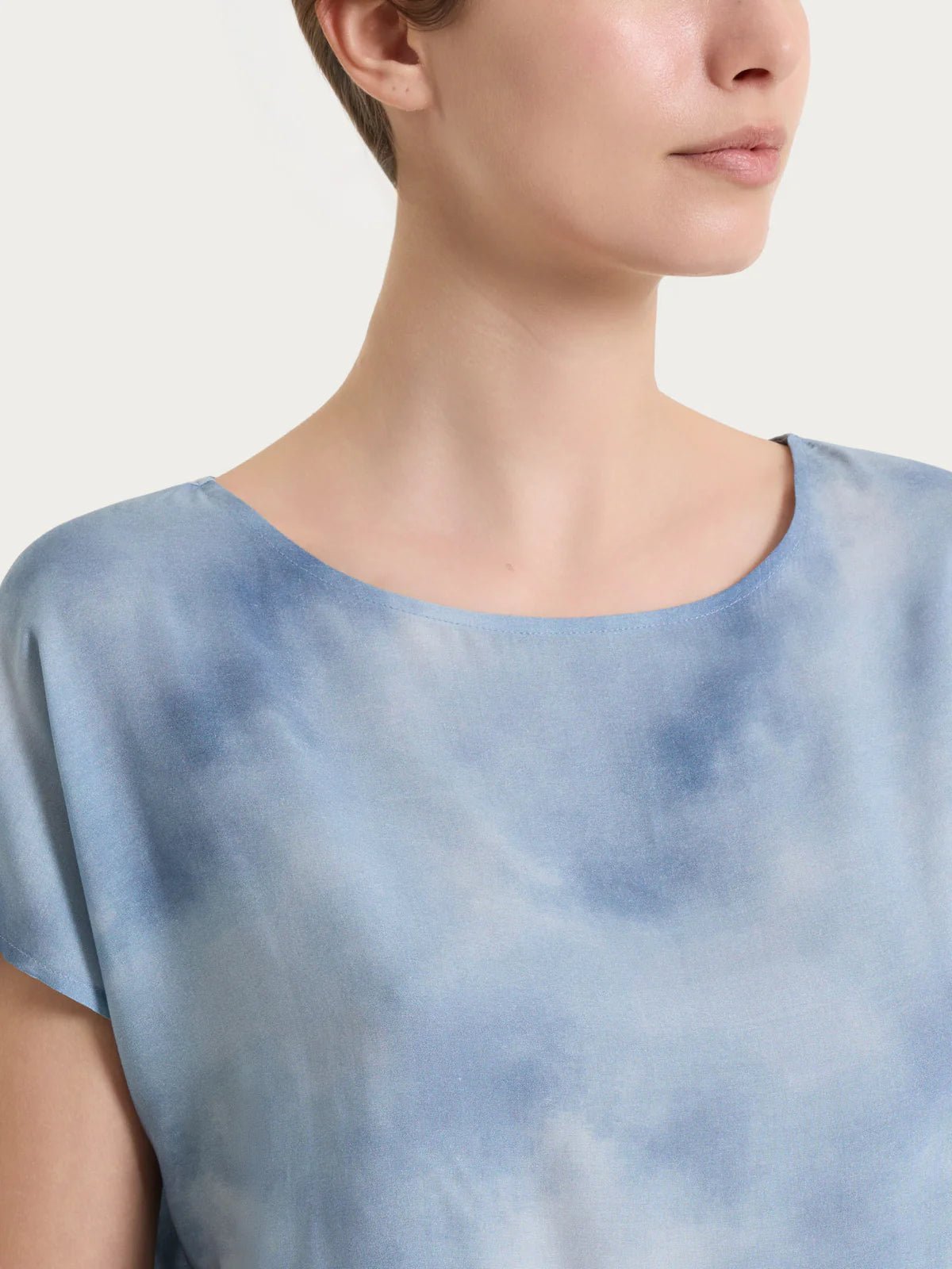 Blusa con manica corta e fantasia in EcoSeta Donna - Ragno - World Fashion