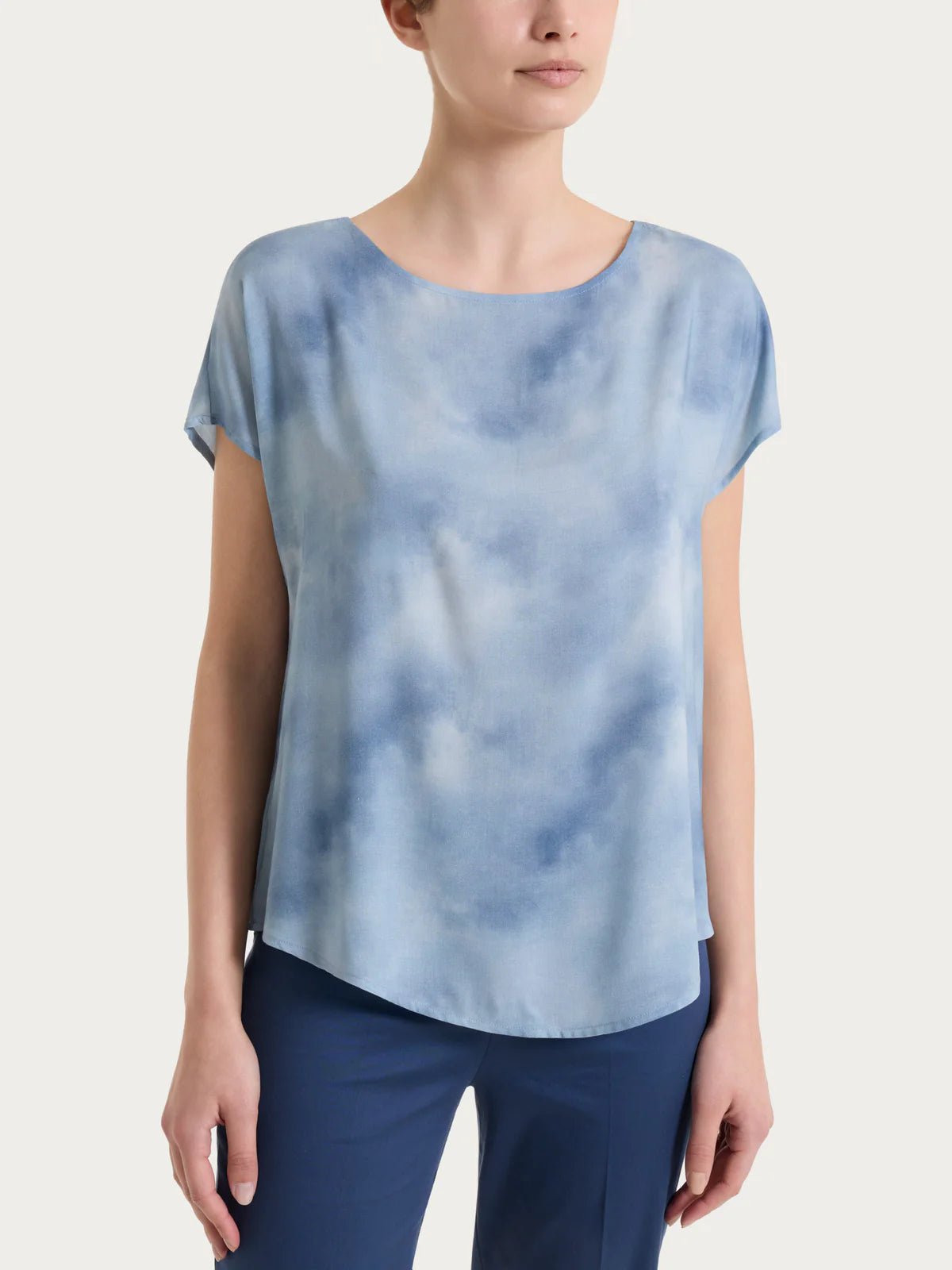 Blusa con manica corta e fantasia in EcoSeta Donna - Ragno - World Fashion