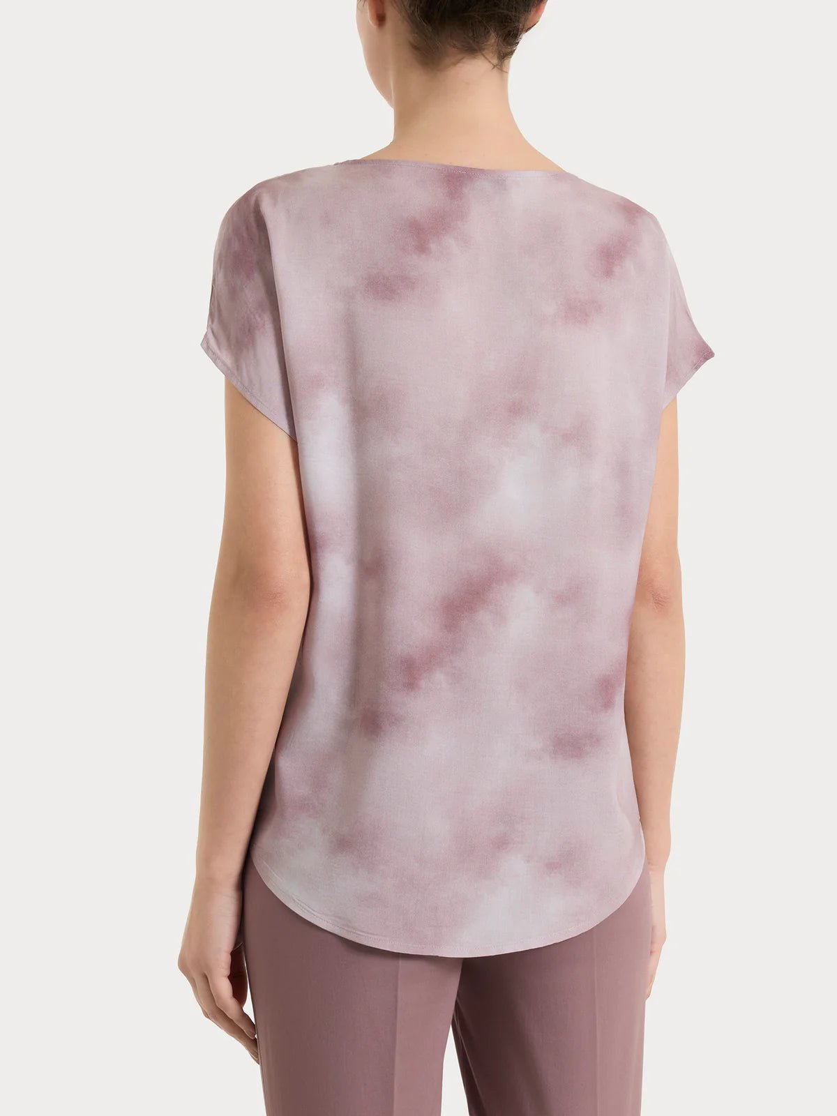 Blusa con manica corta e fantasia in EcoSeta Donna - Ragno - World Fashion