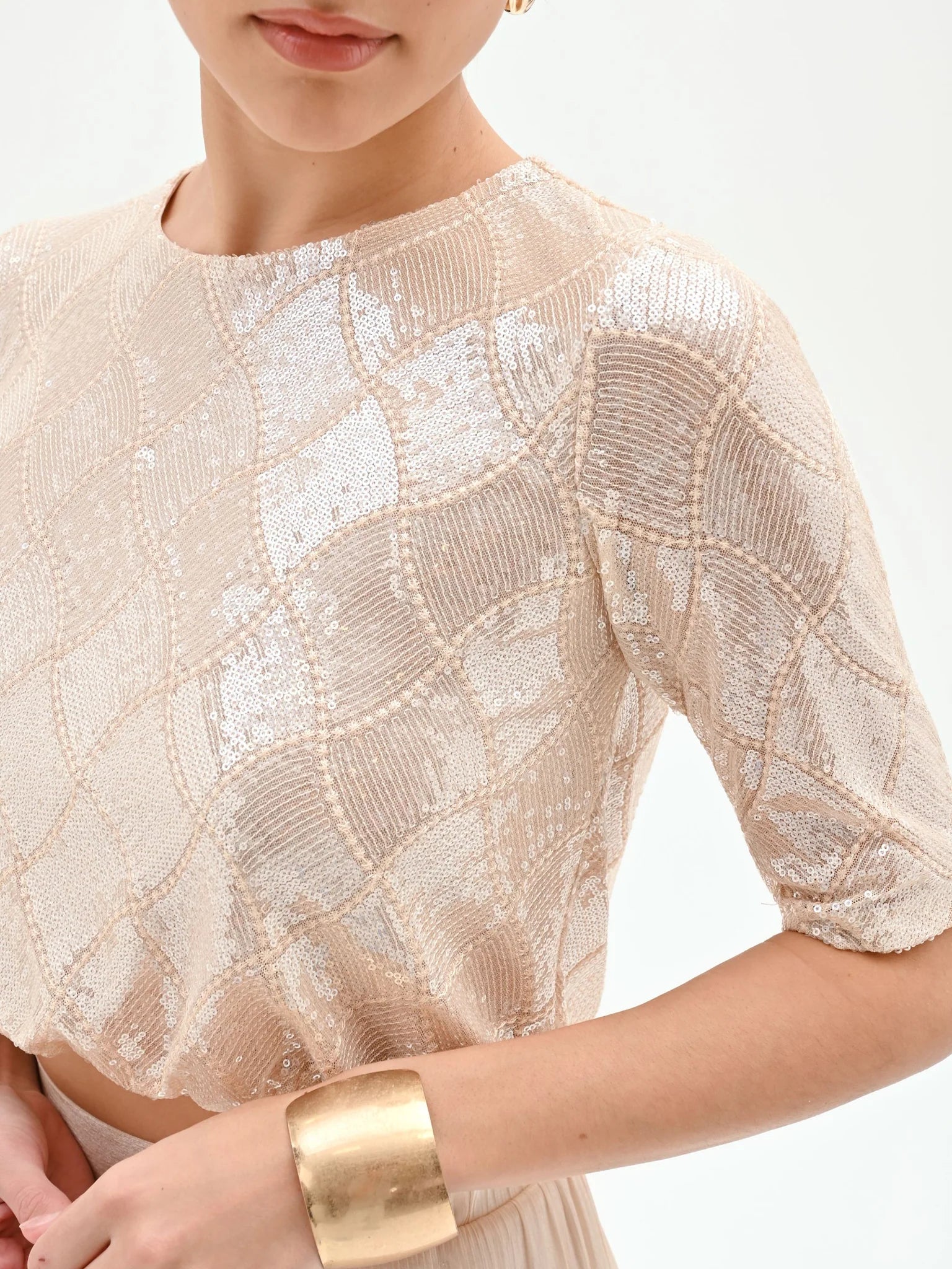 Blusa crop con paillettes Donna - Rinascimento - World Fashion