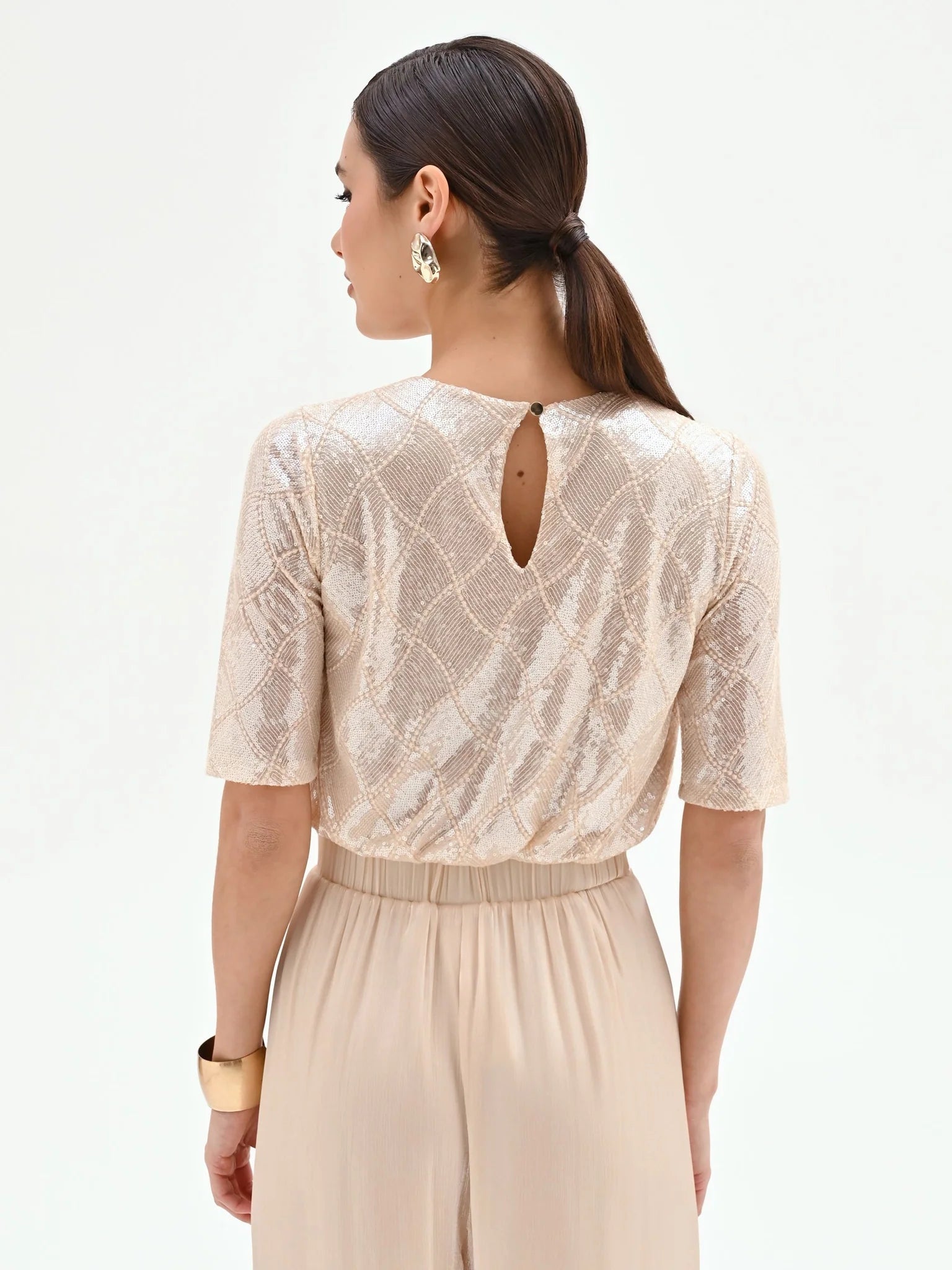 Blusa crop con paillettes Donna - Rinascimento - World Fashion