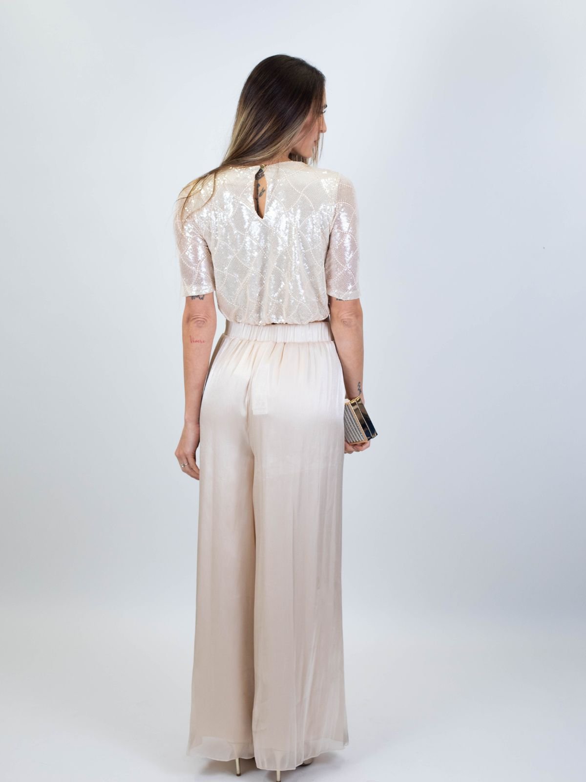 Blusa crop con paillettes Donna - Rinascimento - World Fashion