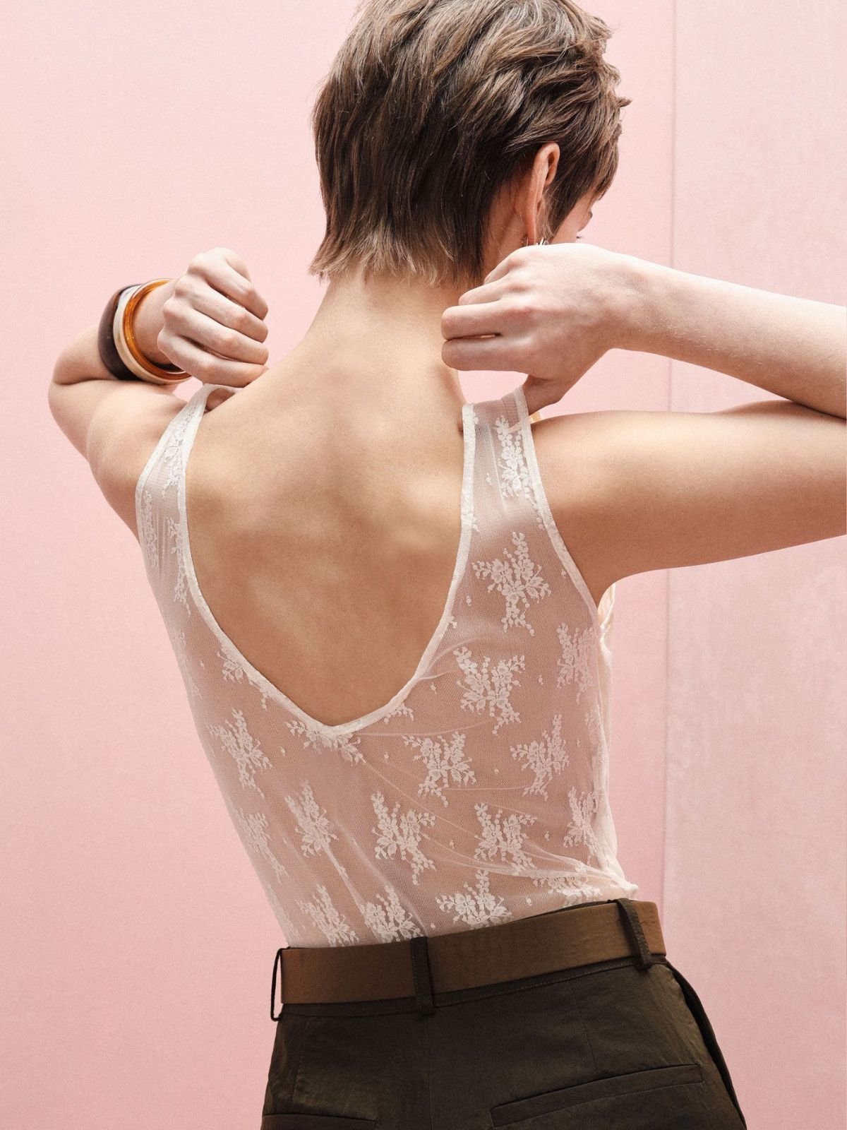 Body incrociato trasparente senza maniche stampa floreale Donna - Imperial - World Fashion
