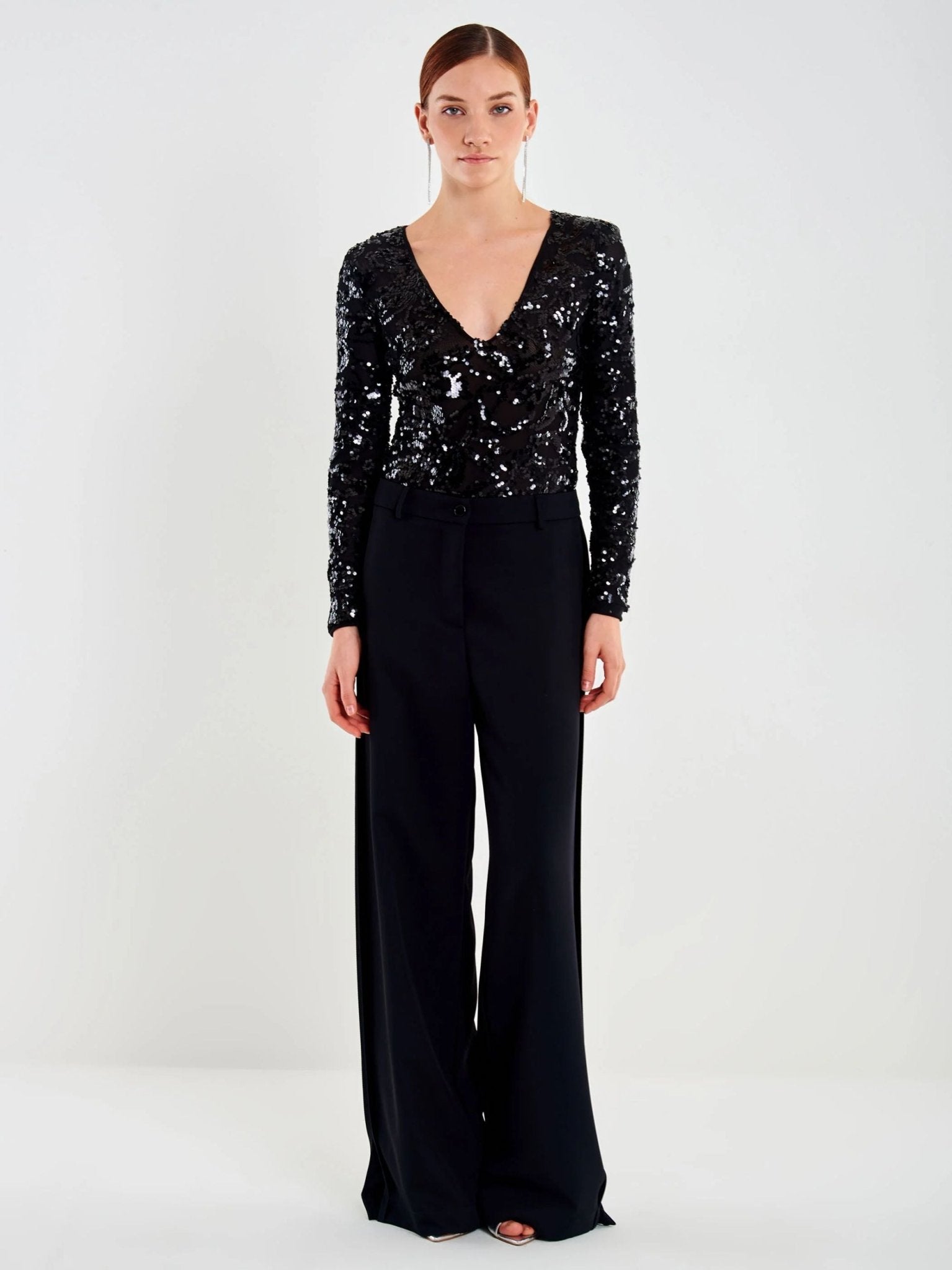 Body Scollo a V Paillettes - VICOLO - TF0432 - World Fashion