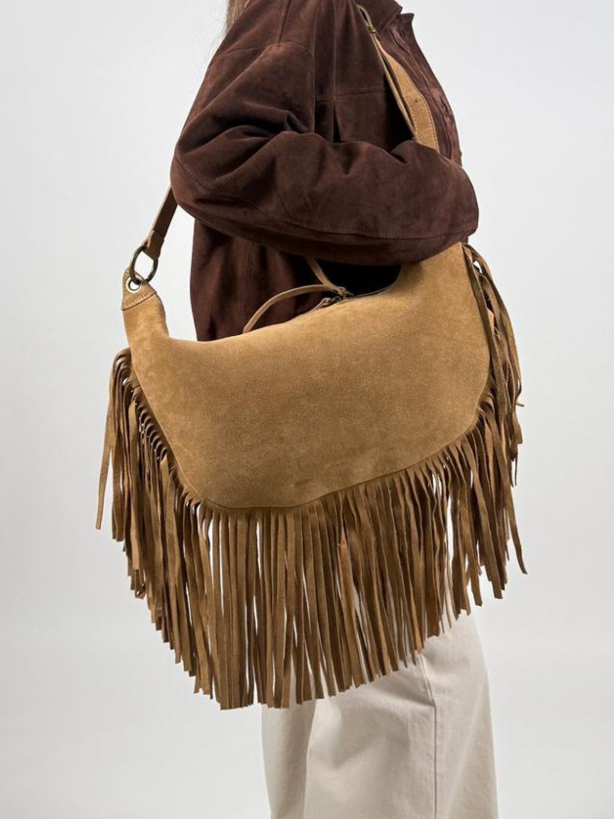 Borsa con frange in vera pelle Donna - Vicolo - World Fashion