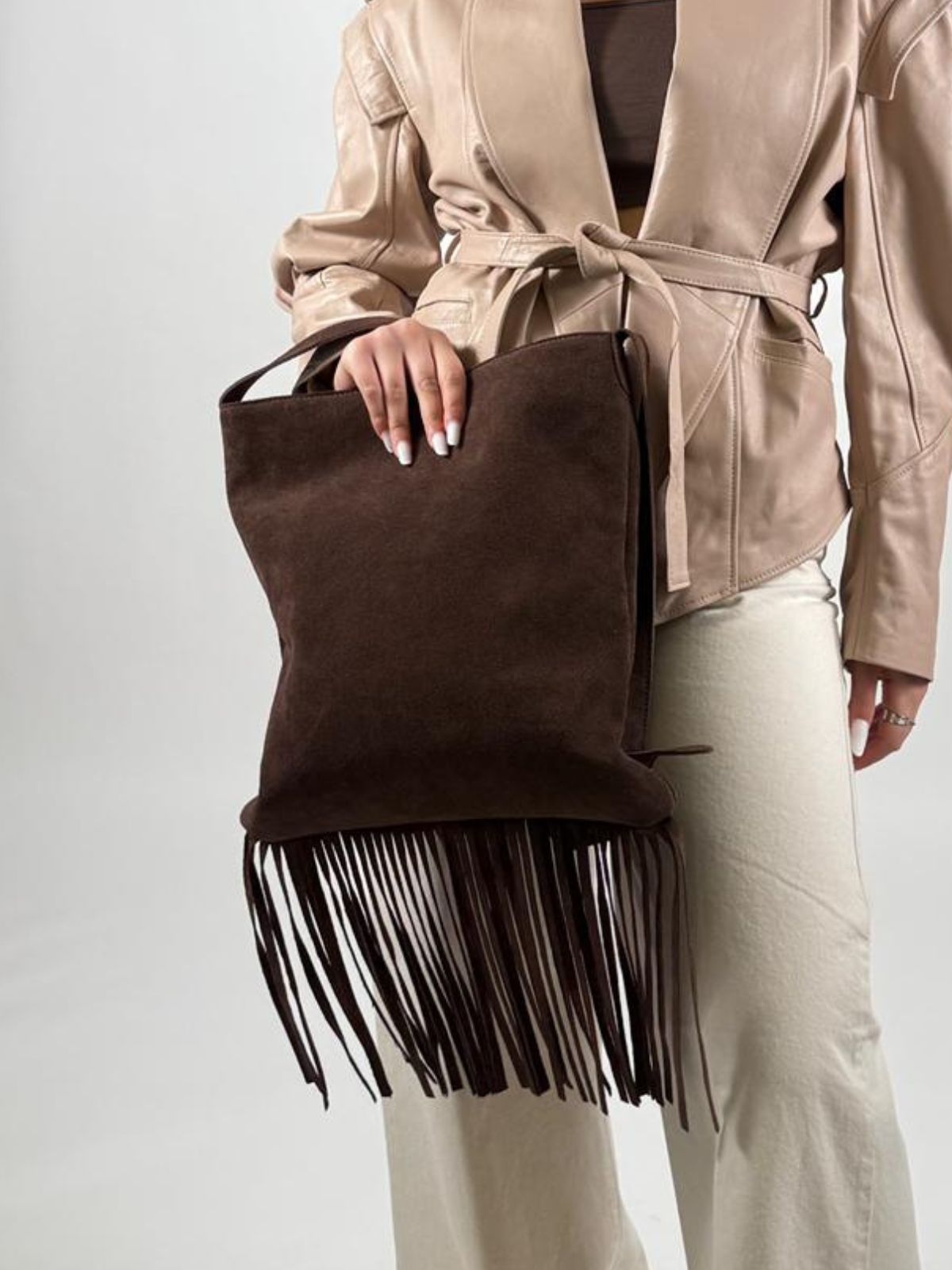 Borsa con frange in vera pelle Donna - Vicolo - World Fashion