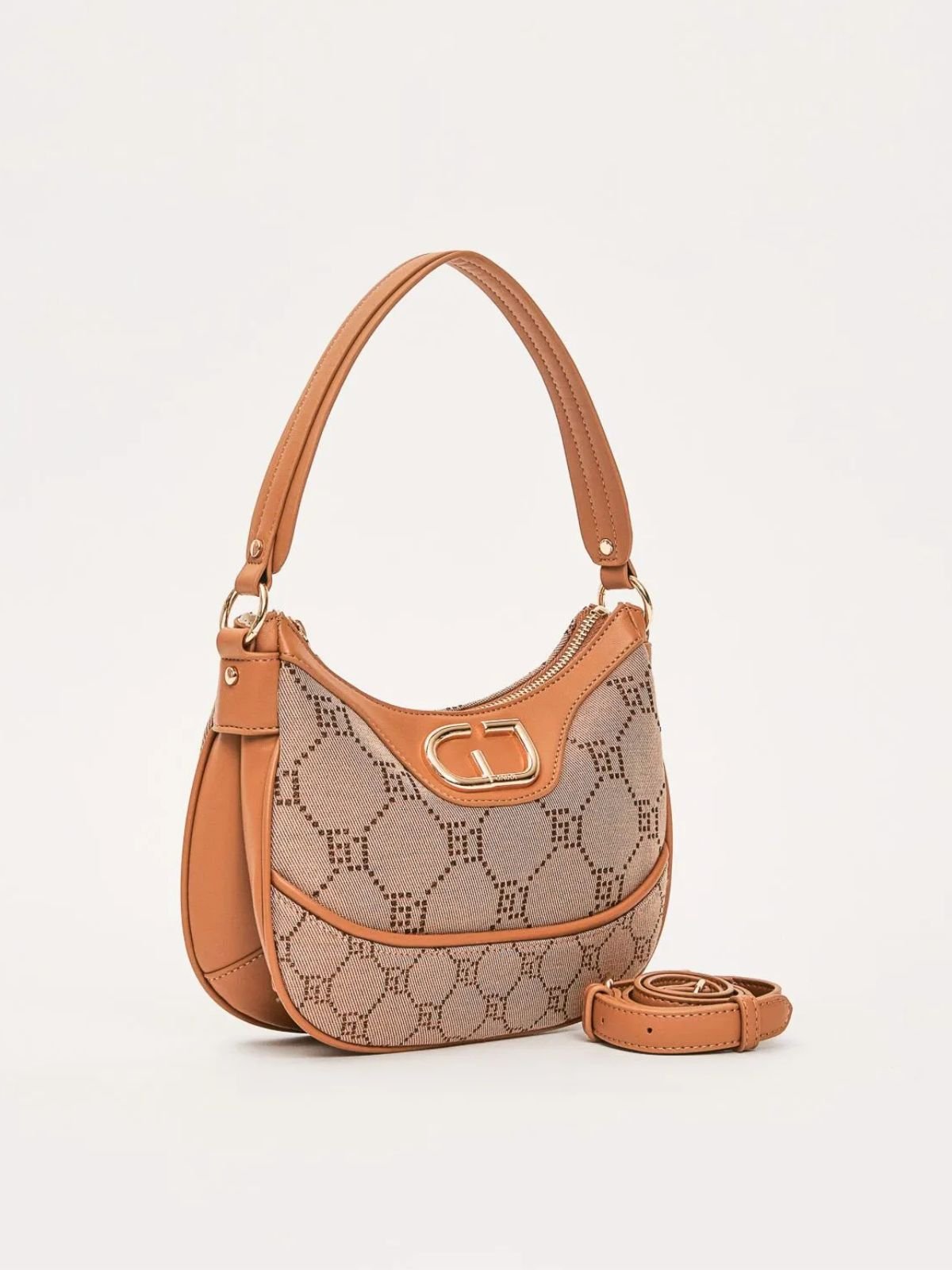 Borsa hobo beige jacquard con tracolla Donna - Gaudi Accessori - World Fashion