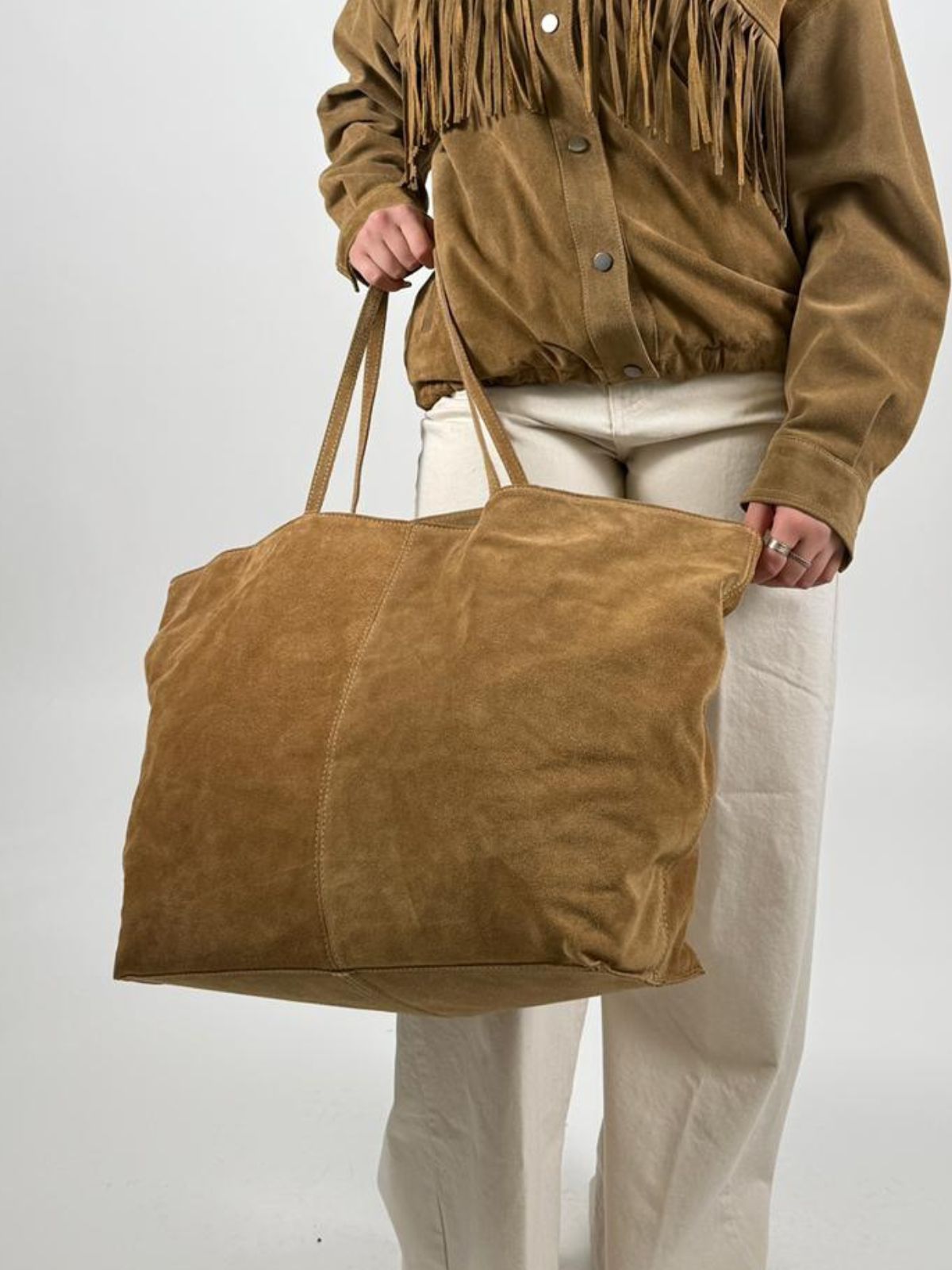 Borsa shopper grande in vera pelle scamosciata Donna - Vicolo - World Fashion