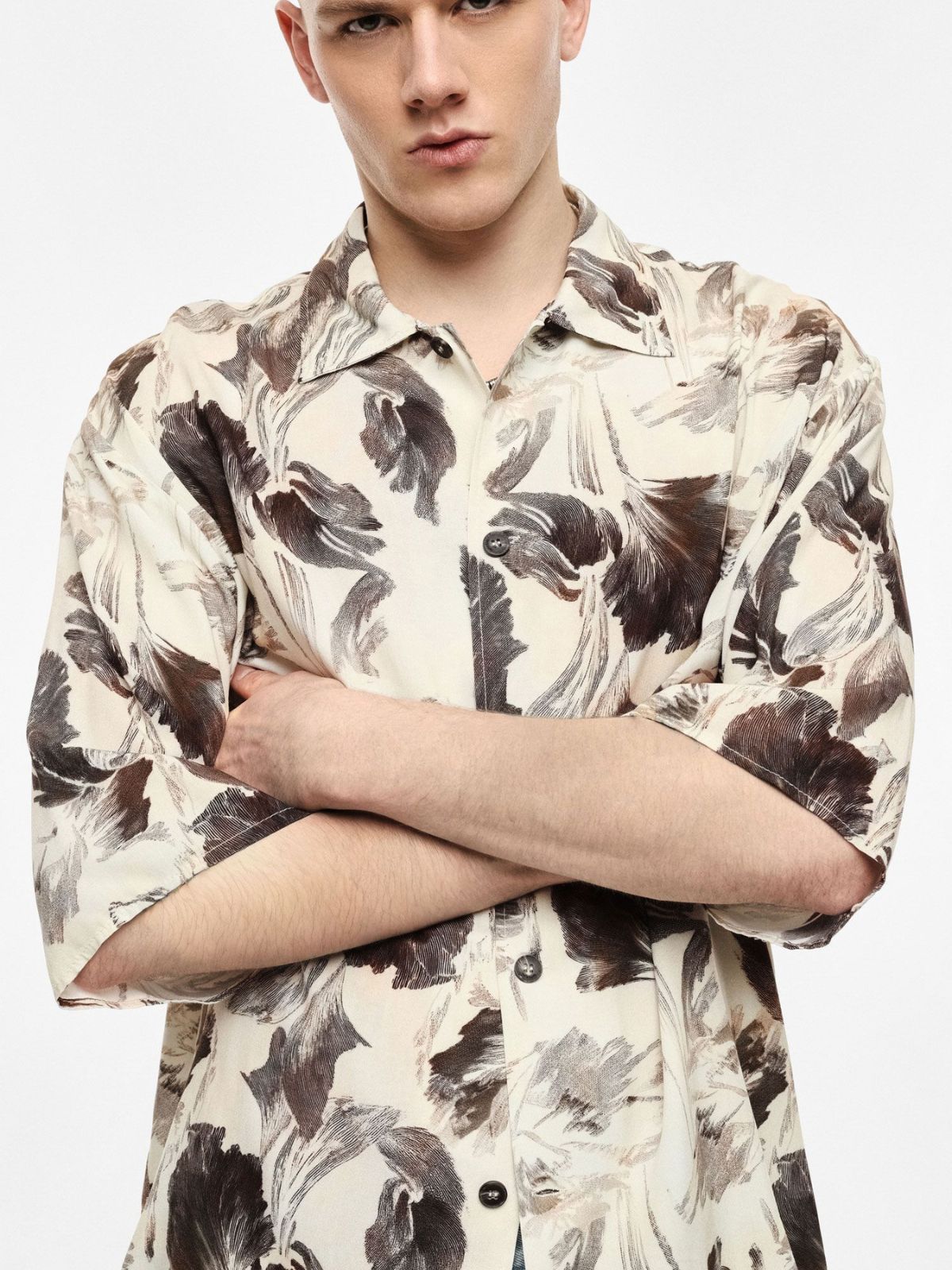 Camicia ampia fantasia stampa botanica collo classico Uomo - Imperial - World Fashion