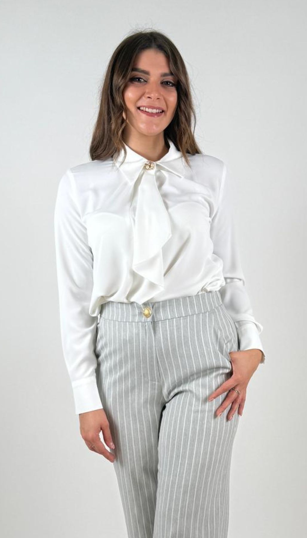 Camicia con morbida rouche asimmetrica Donna - Rinascimento - World Fashion