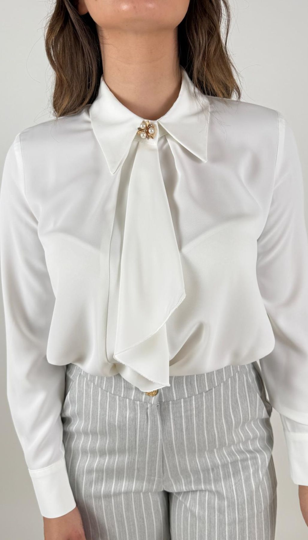 Camicia con morbida rouche asimmetrica Donna - Rinascimento - World Fashion