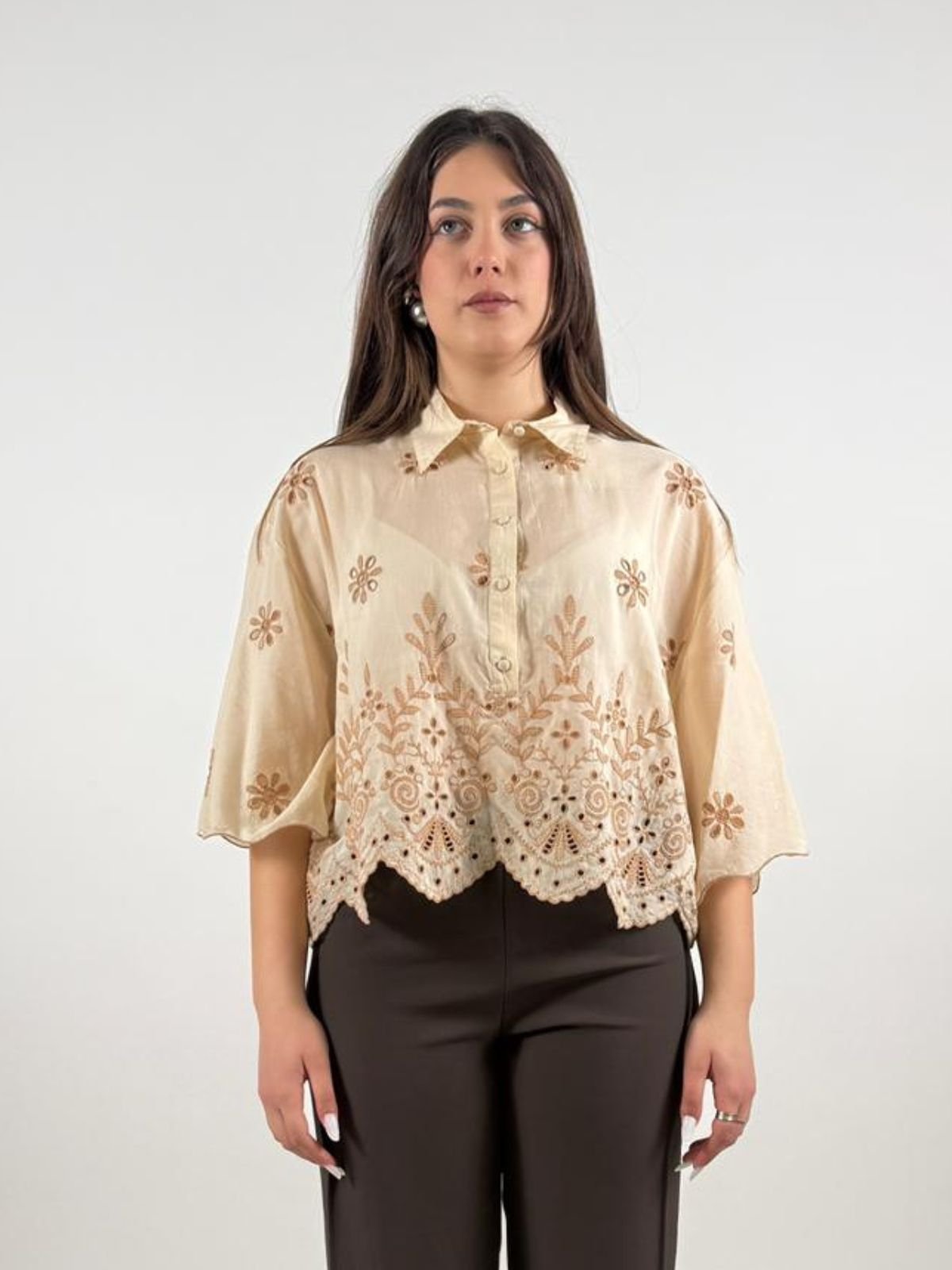 Camicia Cropped con ricami Donna - Gaudì Fashion - World Fashion