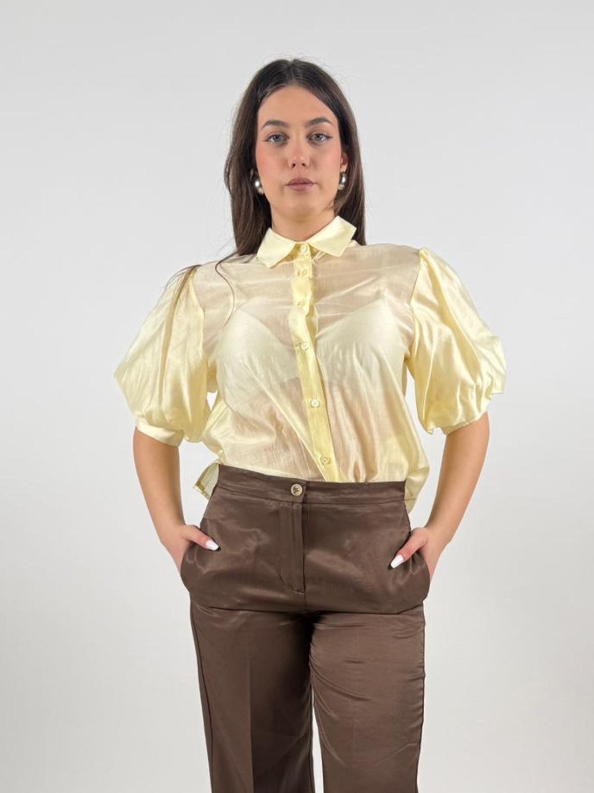 Camicia manica corta a palloncino Donna - Vicolo - World Fashion
