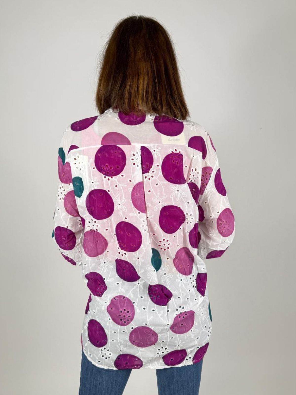 Camicia Over Sangallo Stampato Pois Donna - Lolita - World Fashion