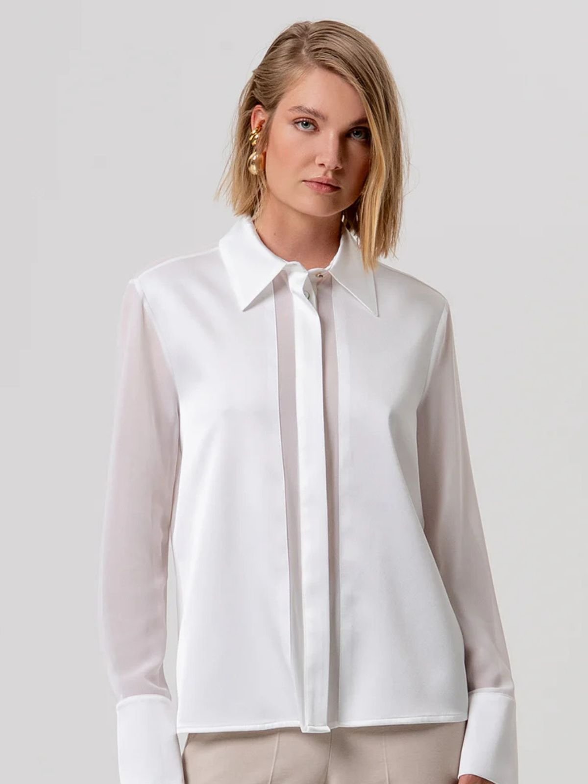 Camicia regular in mix di tessuti Donna - Fracomina - World Fashion