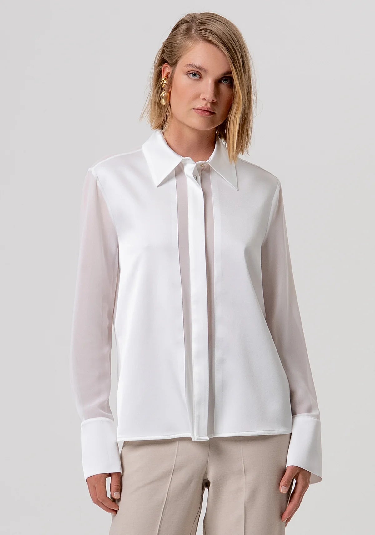 Camicia regular in mix di tessuti Donna - Fracomina - World Fashion
