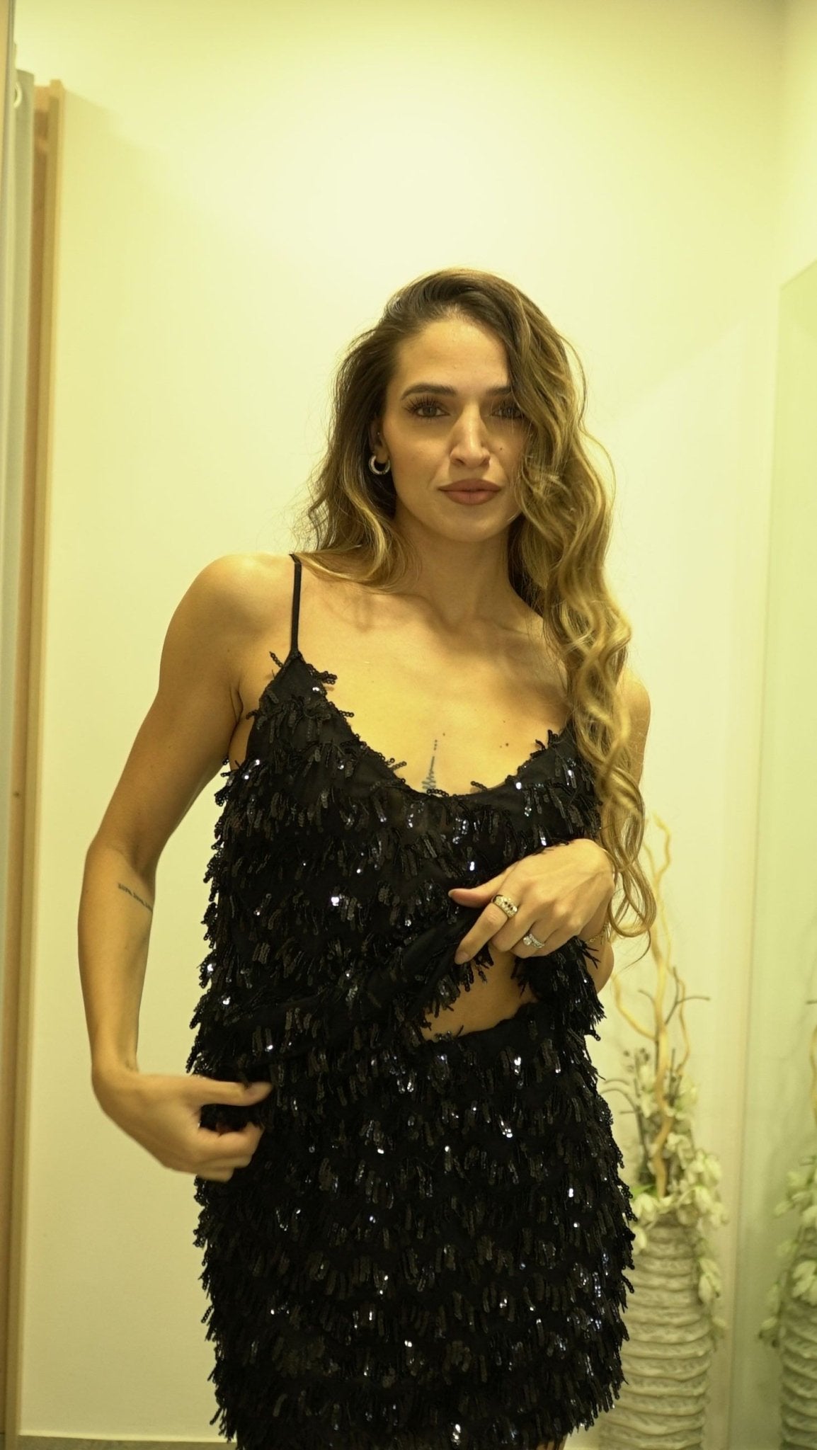 Canotta Tulle e Paillettes - VICOLO - TF0475 - World Fashion