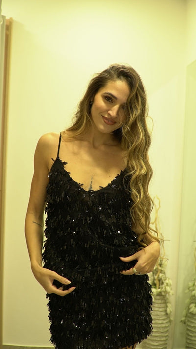 Canotta Tulle e Paillettes  - VICOLO - TF0475