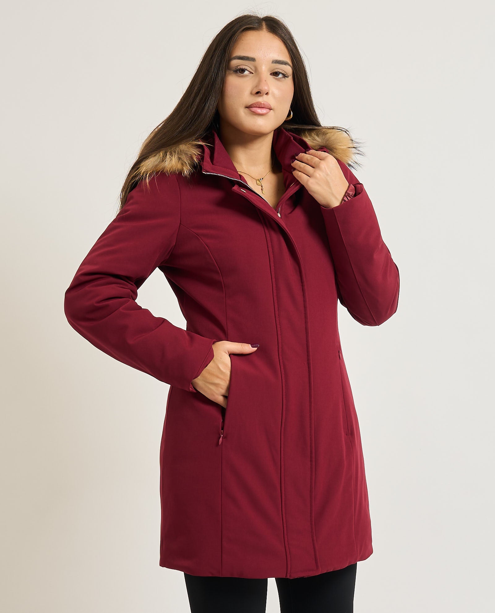 Cappotto Donna Tipo Parka, Cappuccio Con Pelo Donna - Yes Zee - O075NU00 - World Fashion