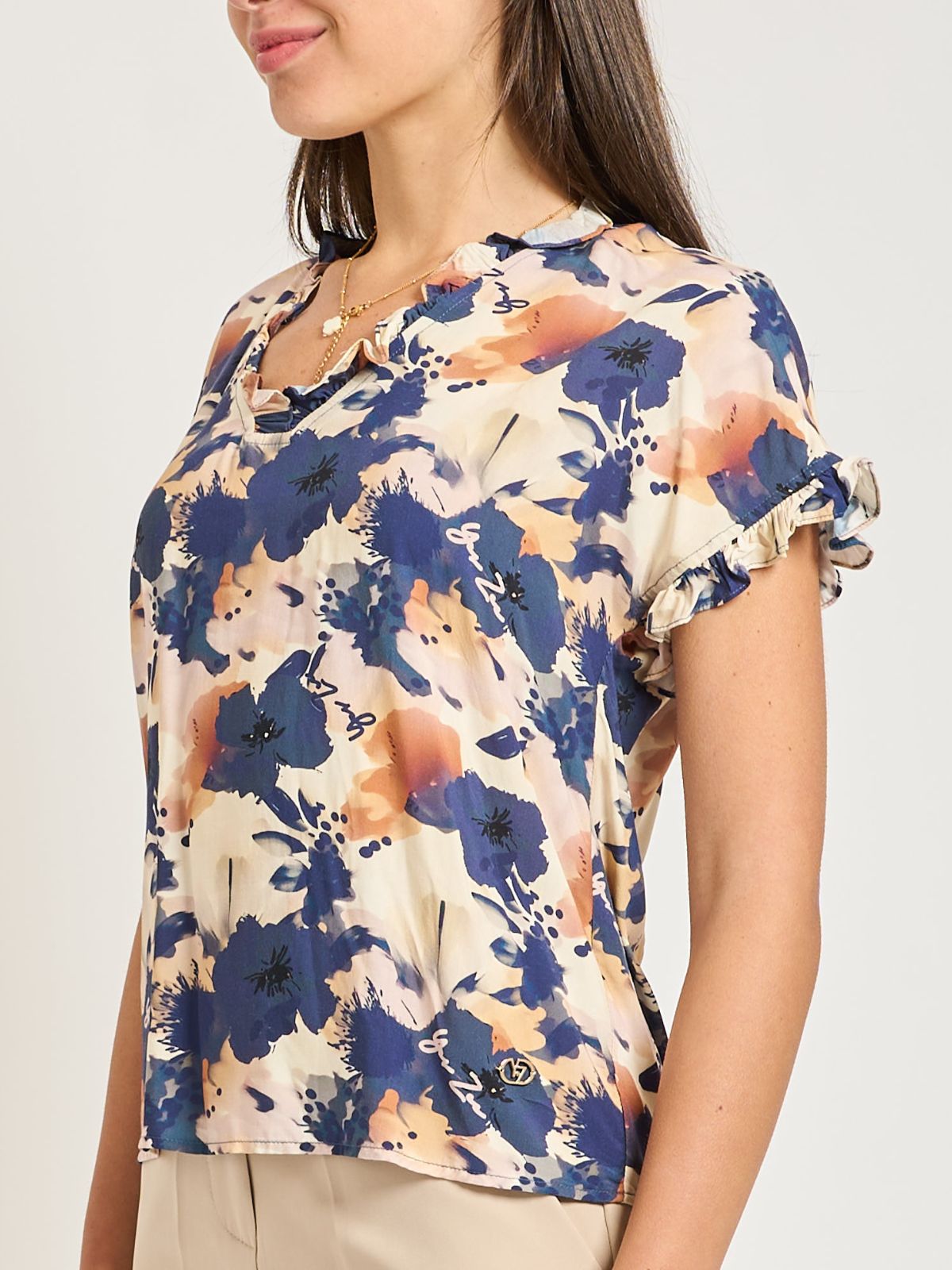 Casacca Scollo A V In Viscosa Stampata Donna - Yes Zee - World Fashion