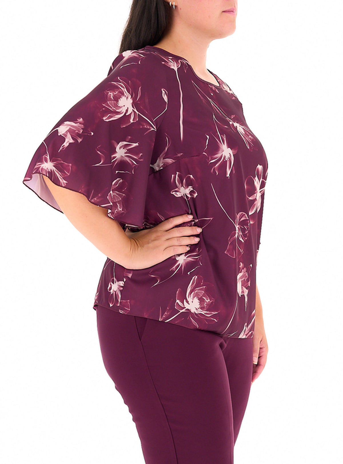 Rinascimento Curvy - Blusa a stampa floreale con maniche a campana - Donna
