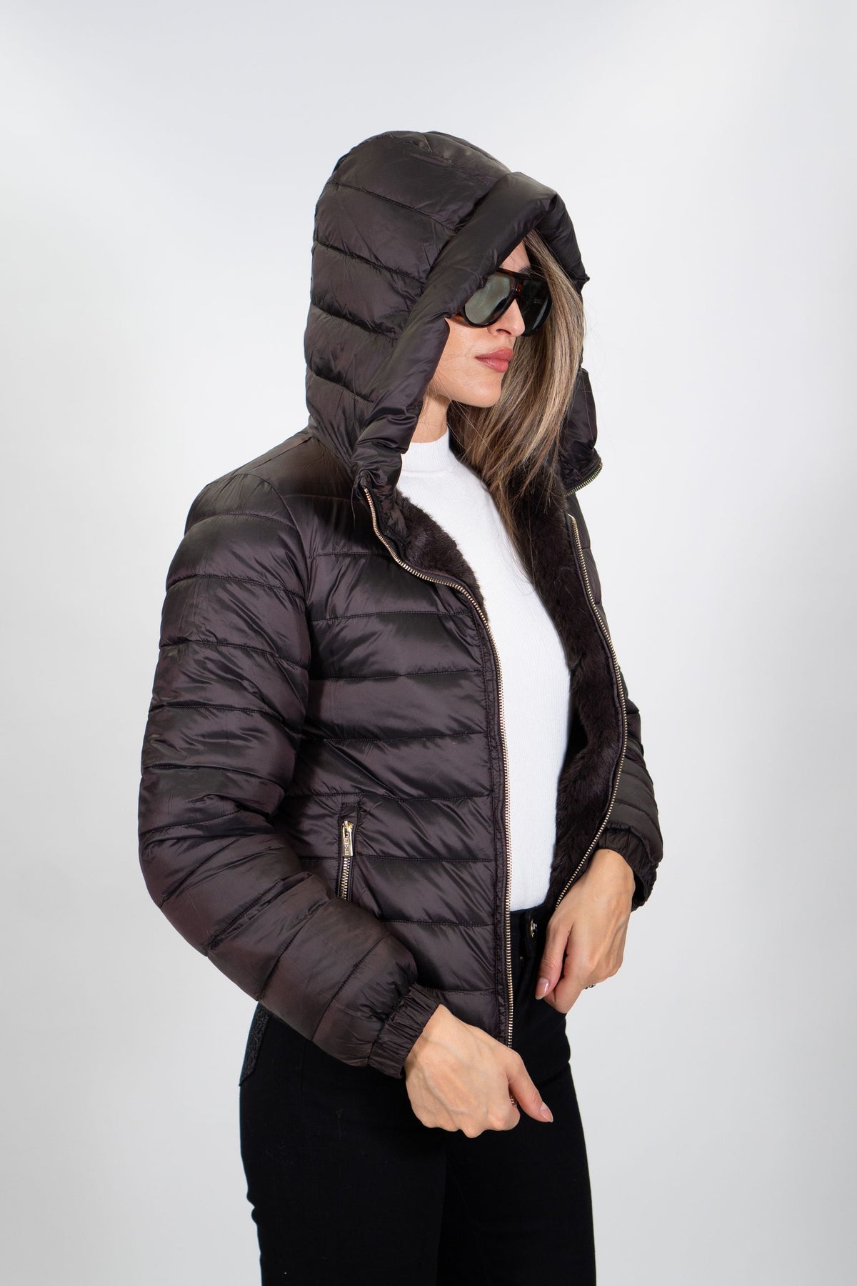 Yes Zee - Bomber reversibile in tessuto effetto peluche - Donna