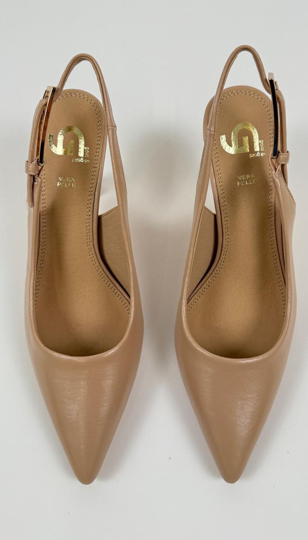 Decollete' slingback in ecopelle Altezza tacco 5 cm Donna - Gold&Gold - World Fashion