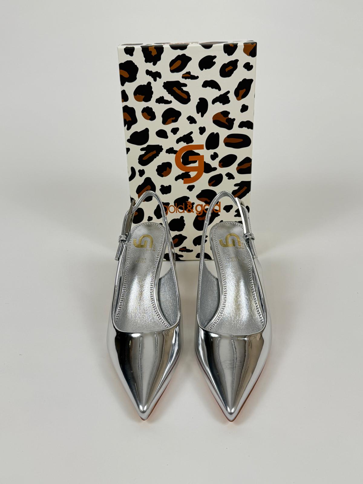 Decollete' slingback in ecopelle Altezza tacco 5 cm Donna - Gold&Gold - World Fashion