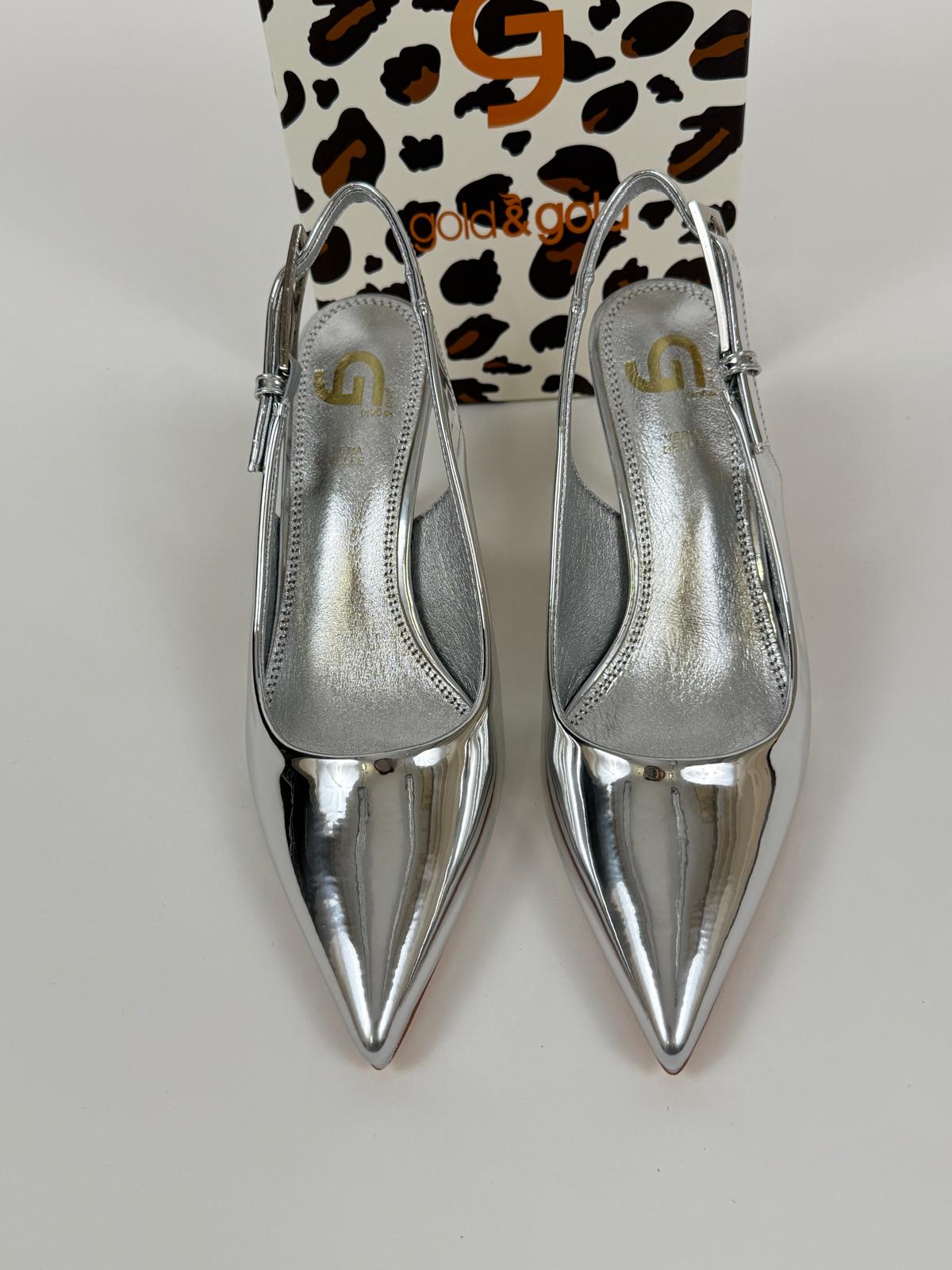 Decollete' slingback in ecopelle Altezza tacco 5 cm Donna - Gold&Gold - World Fashion